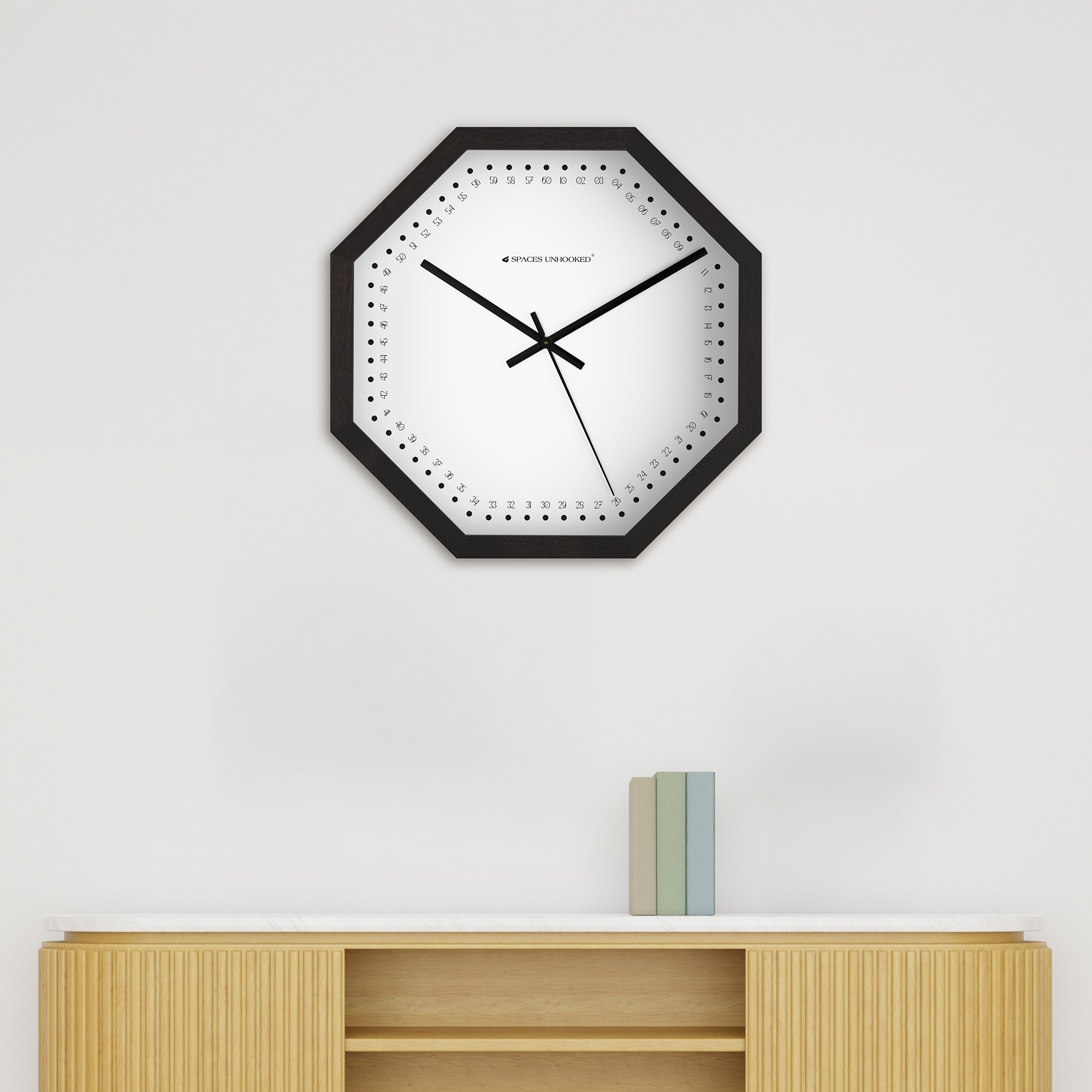 Minimal Octagonal Wooden Wall Cloc