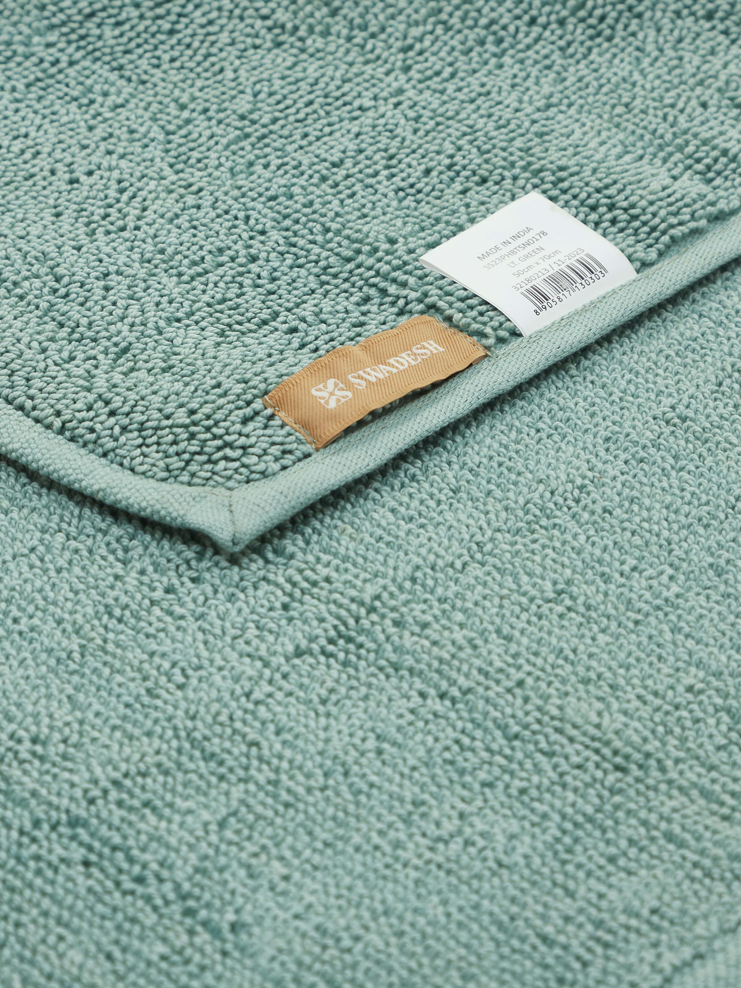 Nityam Solid Light Green Cotton Bath Mat