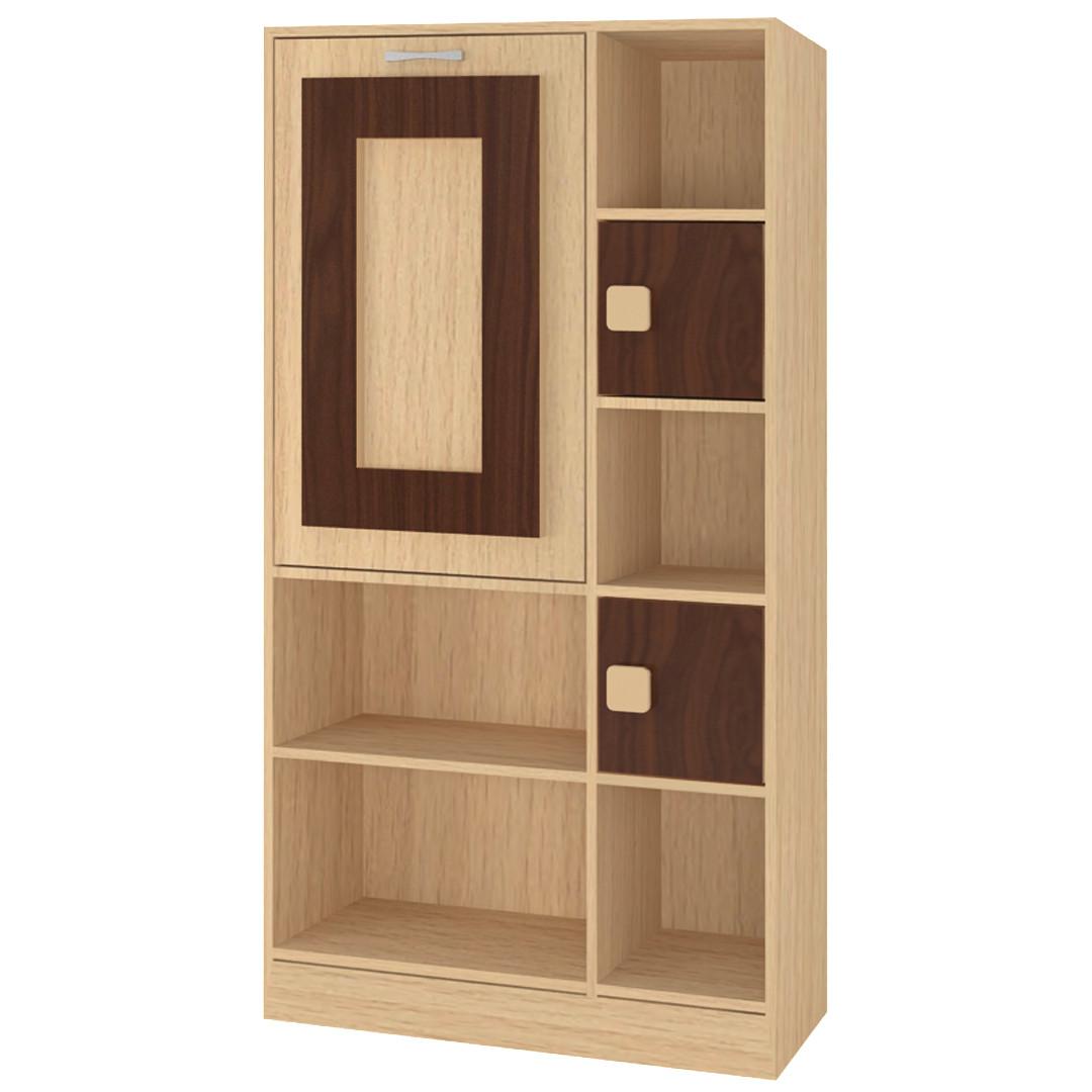 Aura Folding Study Desk cum Large Bookshelf in Canadian Maple Coffee Walnut Colour