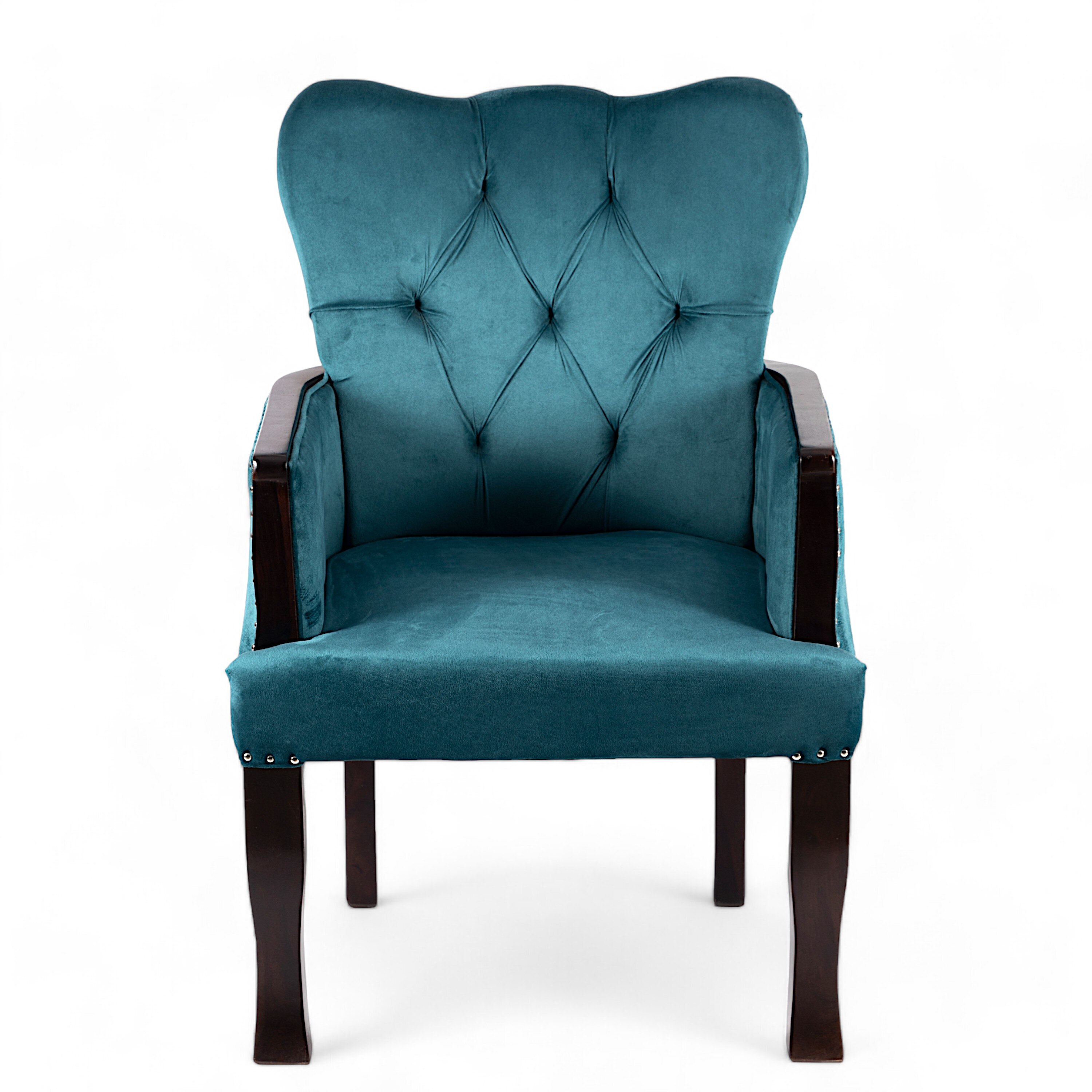 Arista Sheesham Wood Accent Chair Set of 2 in Turquoise