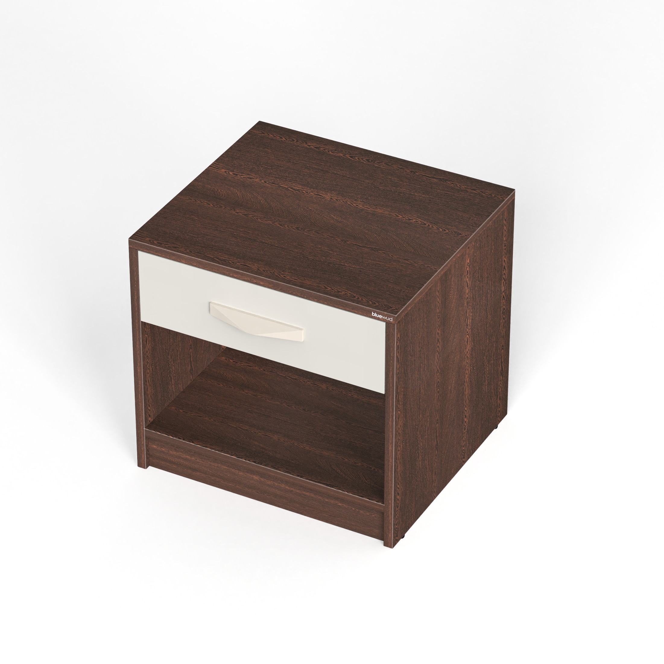 BLUEWUD Oliver Engineered Wood Bed Side Table, End Table with Storage and Drawer Lamp, Flower Stand for Bedroom Home Furniture (Wenge & White), 43 cm, 40 cm