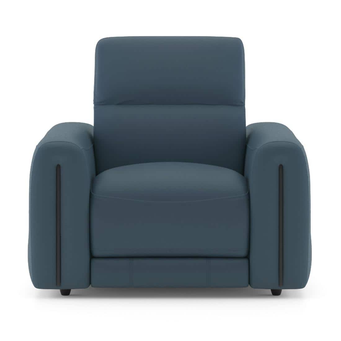 Linaro Leather 1 Seater Double Motor Recliner In Blue Colour