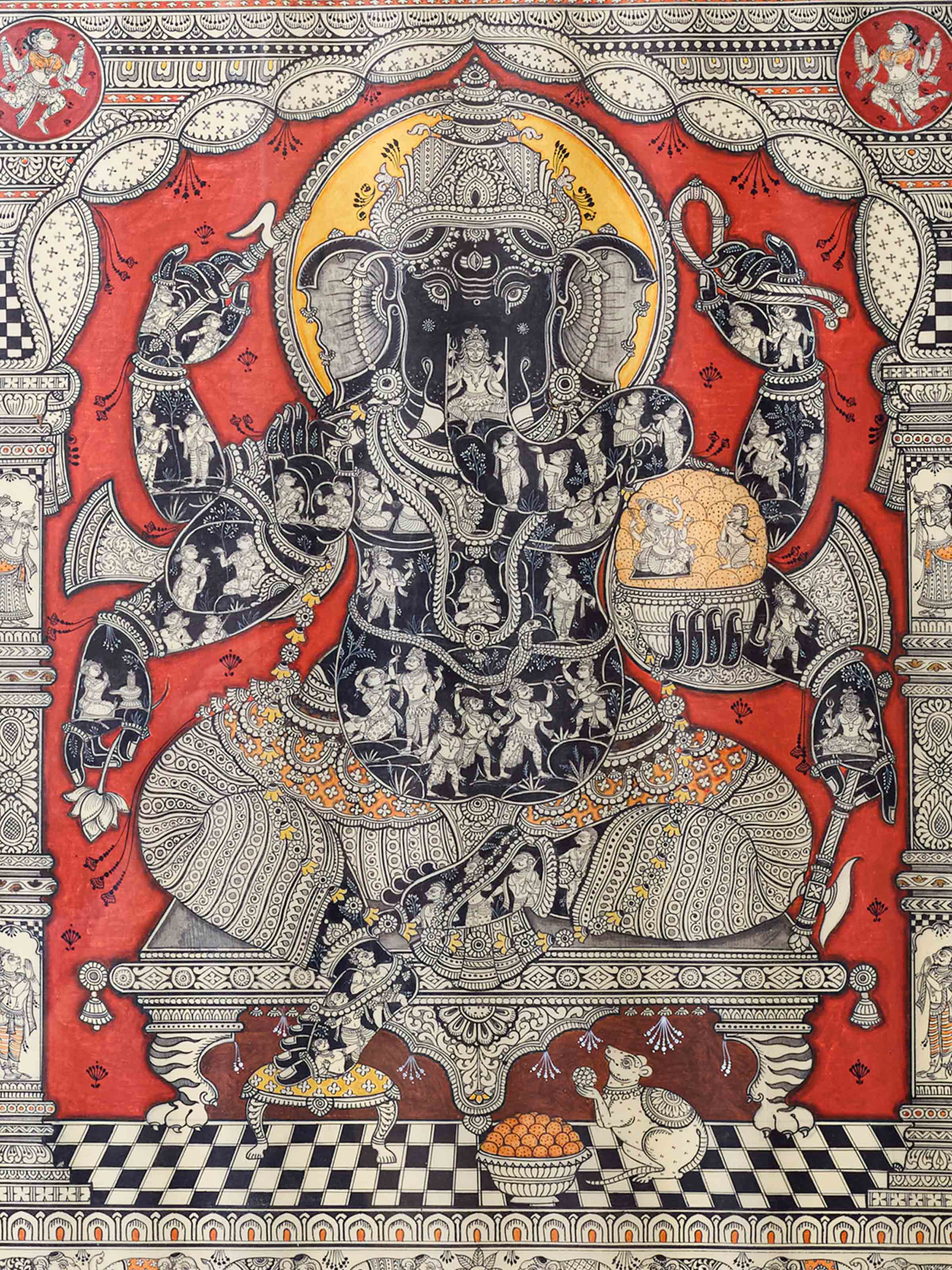 Ganesha Pattachitra Silk Painting