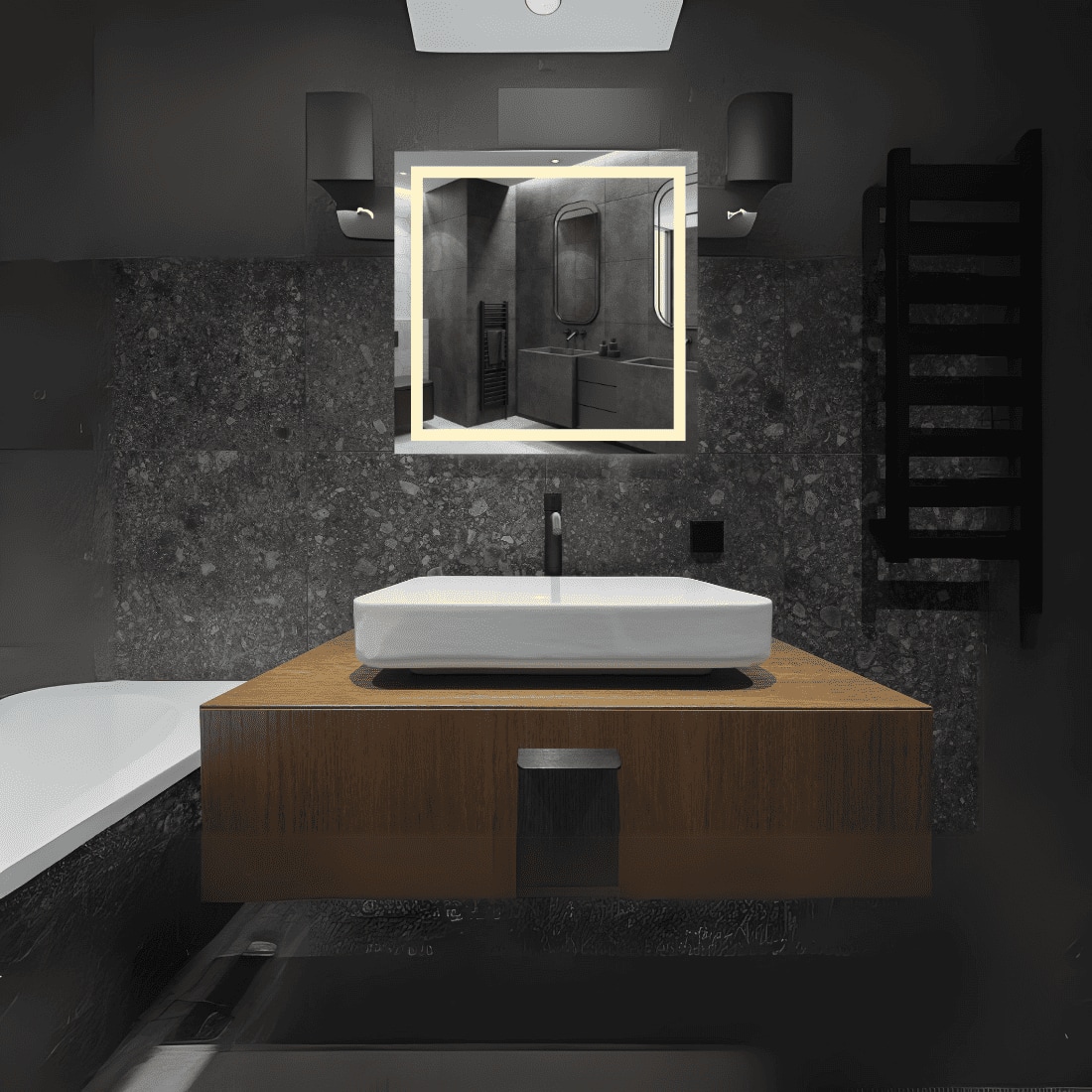 Square LED Mirror  Illuminated  Mirror with Light Border