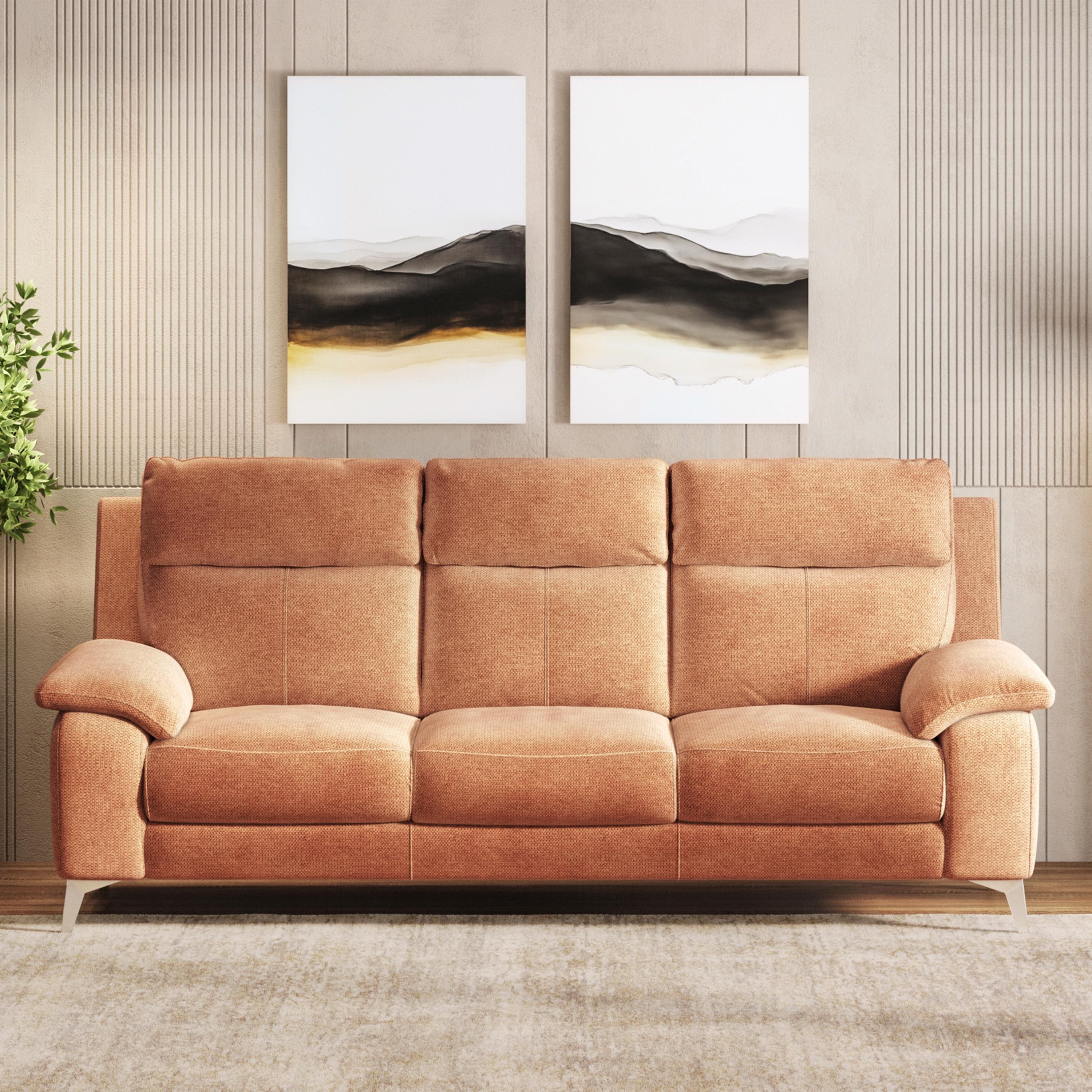 Emila 3 Seater Fabric Sofa In Amber Weave Colour