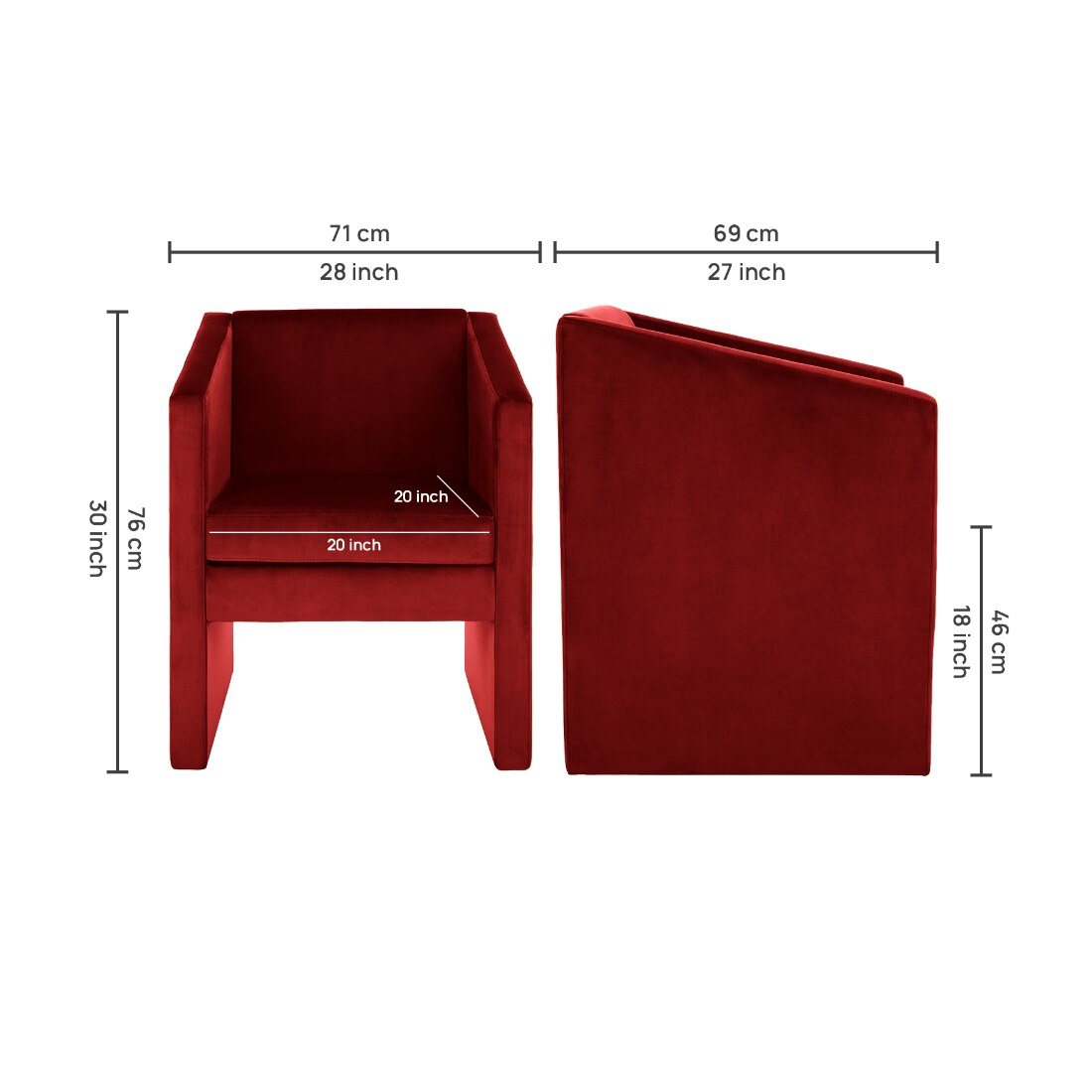 Shuntina Accent Velvet Chair in Red Colour