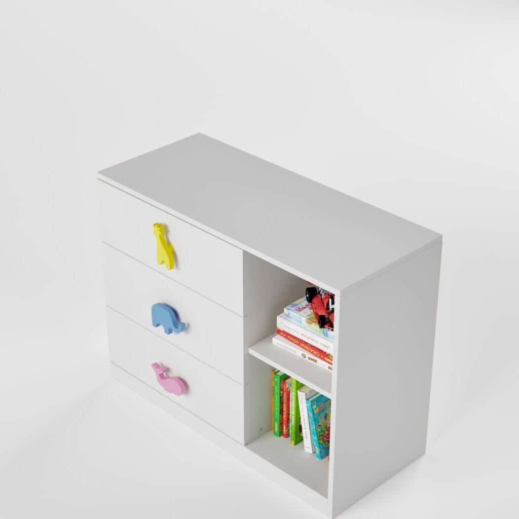 Candyland Chest Of Drawer Cabinet In White Colour