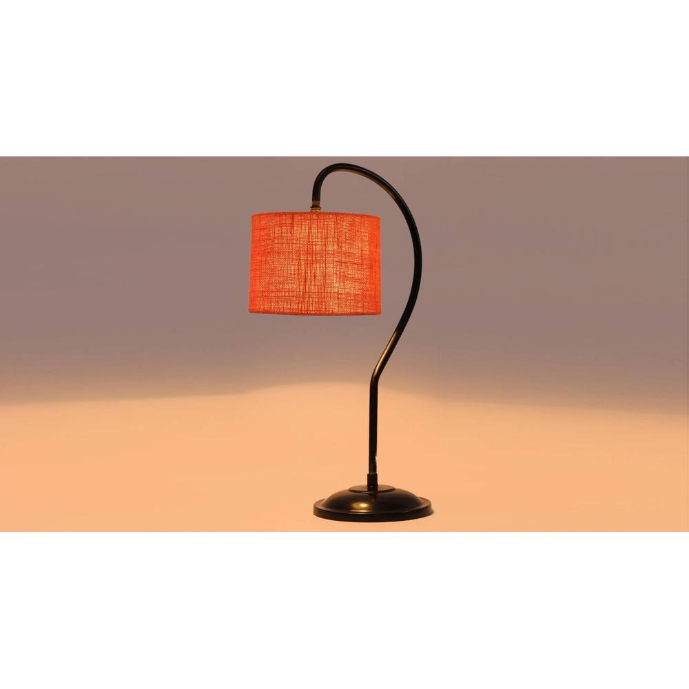 Orange Jute Curvy table lamp with Iron Base (SP19)
