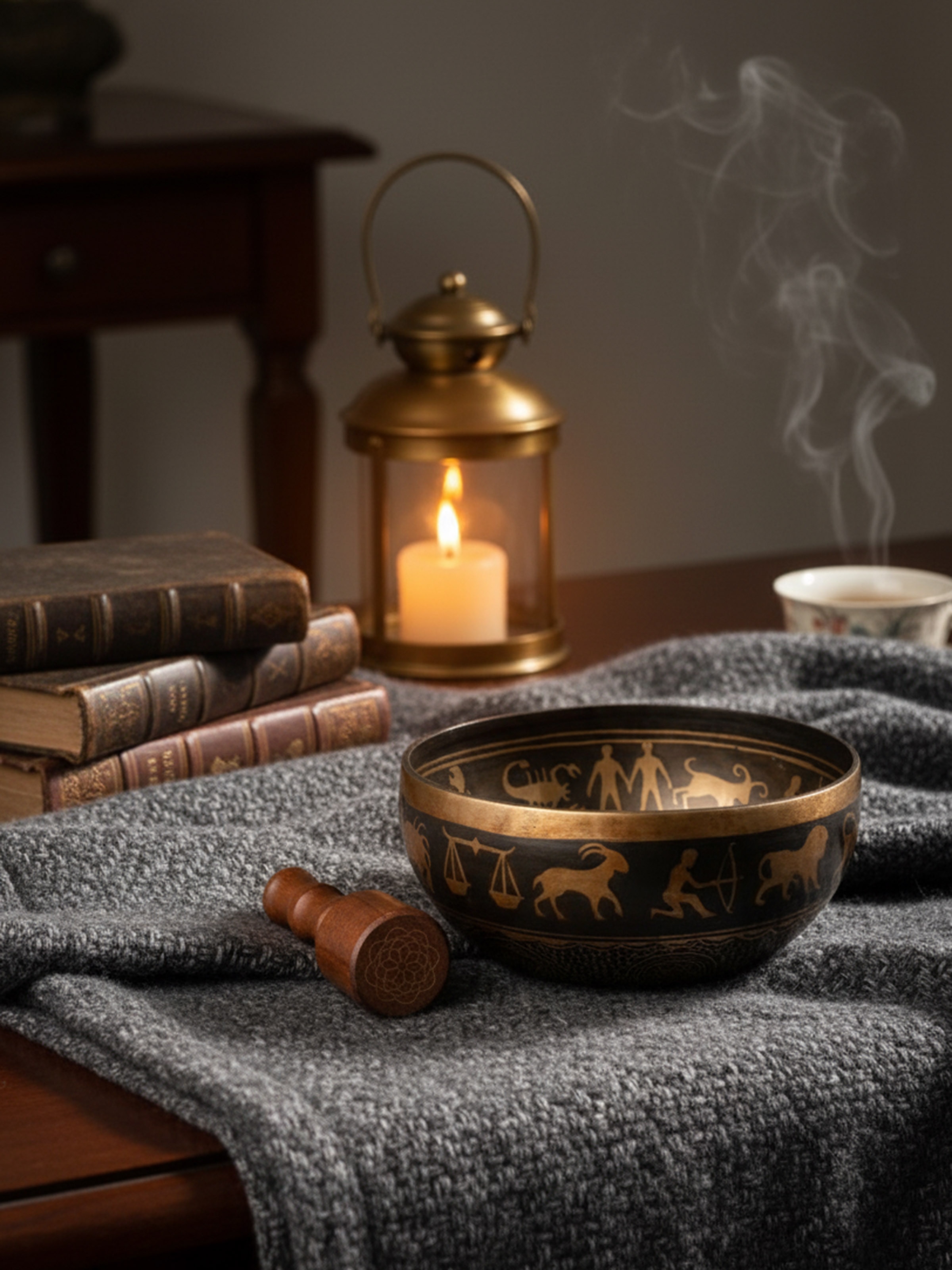 Brass Dark Indigo Mandla Rashi  Singing Bowl