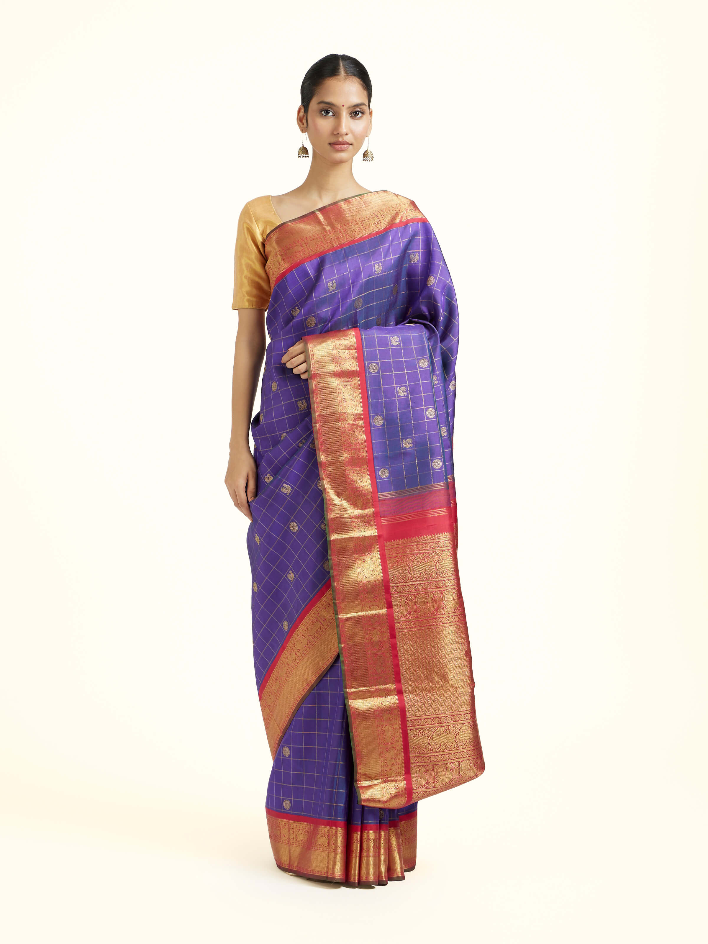 Blue Silk Kancheepuram Handloom Real Zari Saree