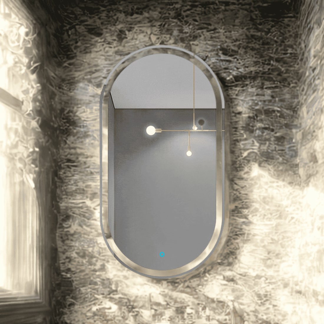 Oblong LED Mirror with Backlit Edge for Modern