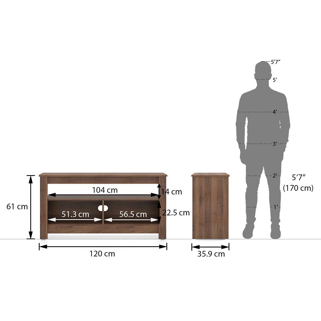 Monroe Engineered Wood Free Standing TV Unit in Classic Walnut Finish