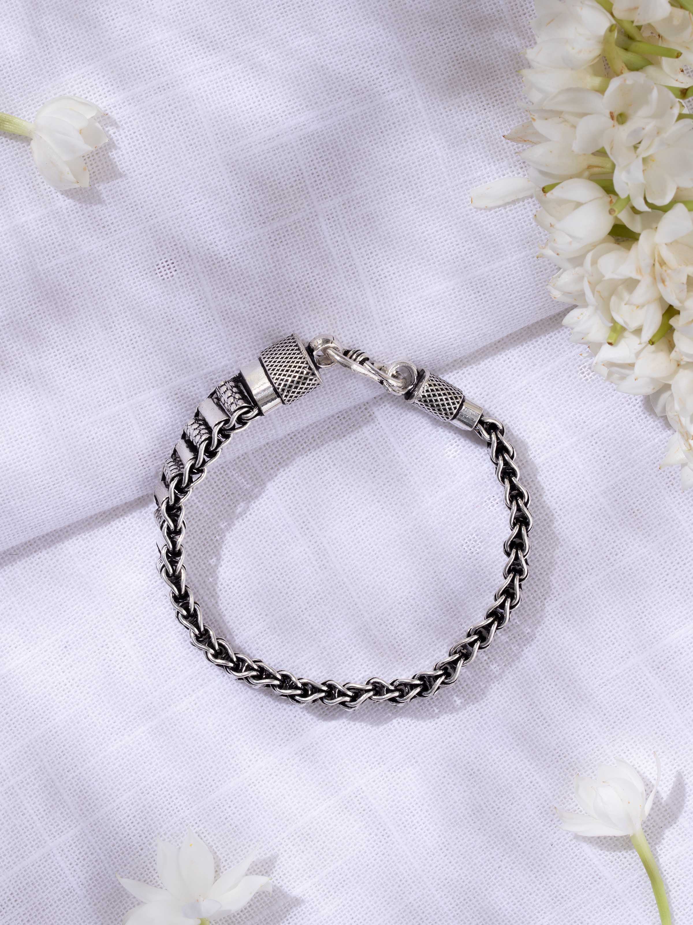 Lifestyle shot featuring bracelet on wrist with contemporary fashion for a bold look.