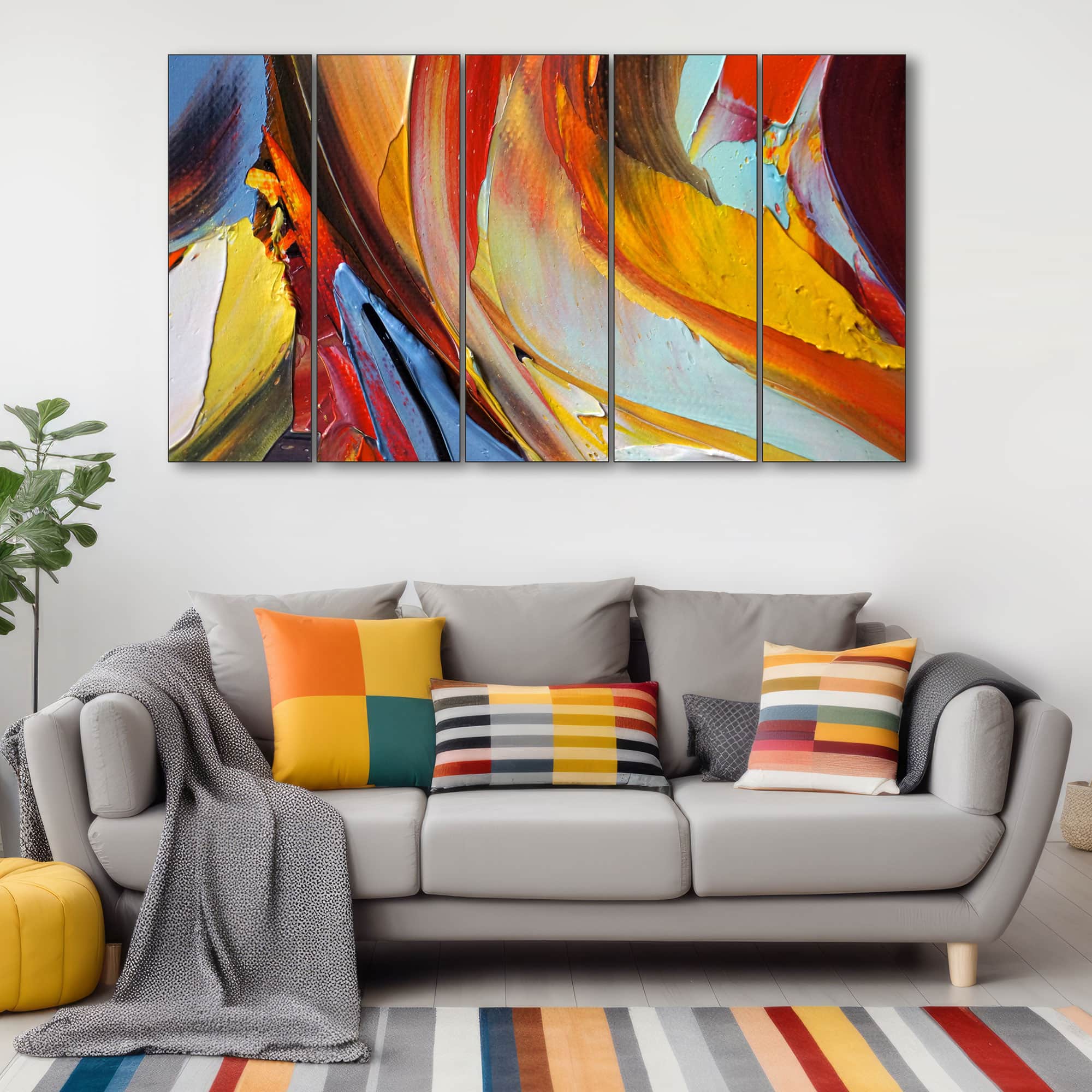 The Castle Decor Abstract Art Wall Painting Wooden Framed 27x48 Inch (Style 3) - The Castle Decor