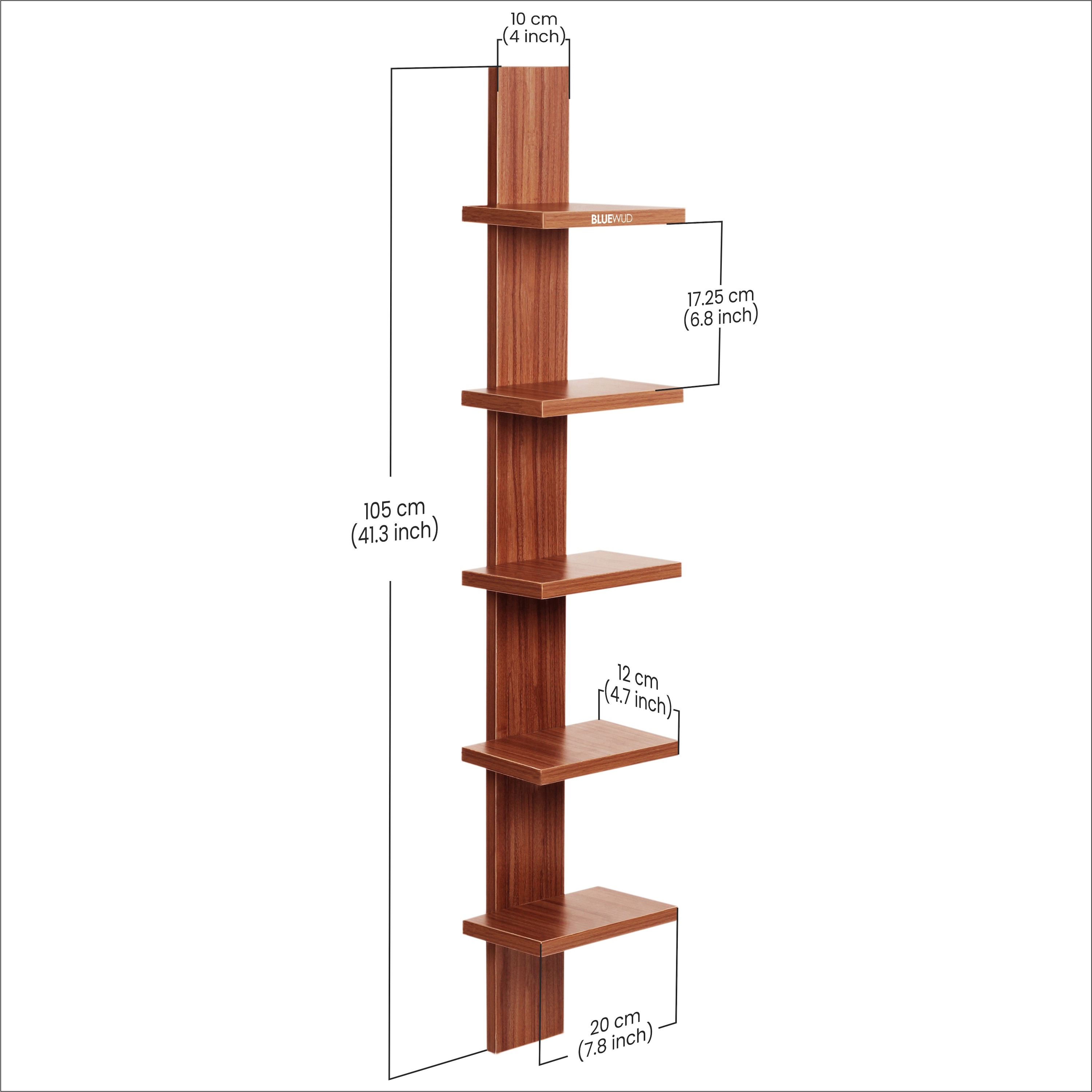 BLUEWUD Louis Engineered Wood Multipurpose Wall Decor Shelf, Display Rack (Walnut)