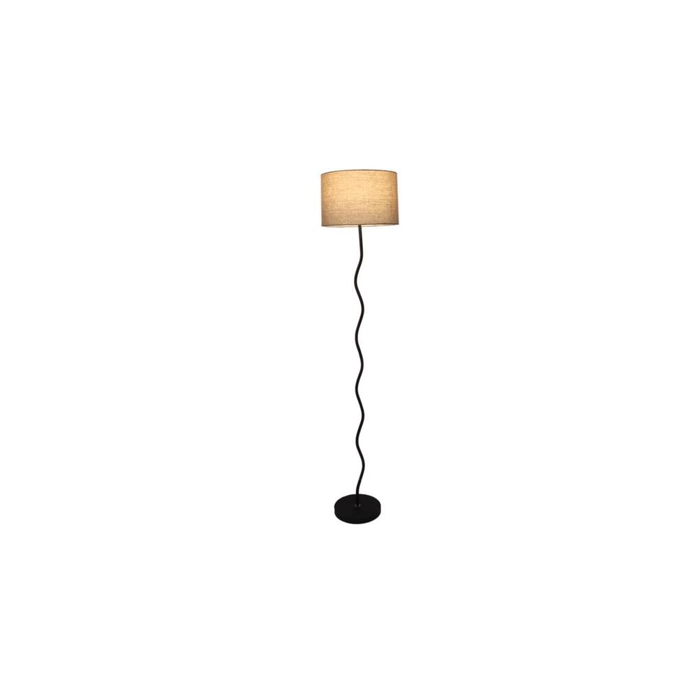 West Grey Jute Floor Lamp with Solid Wood