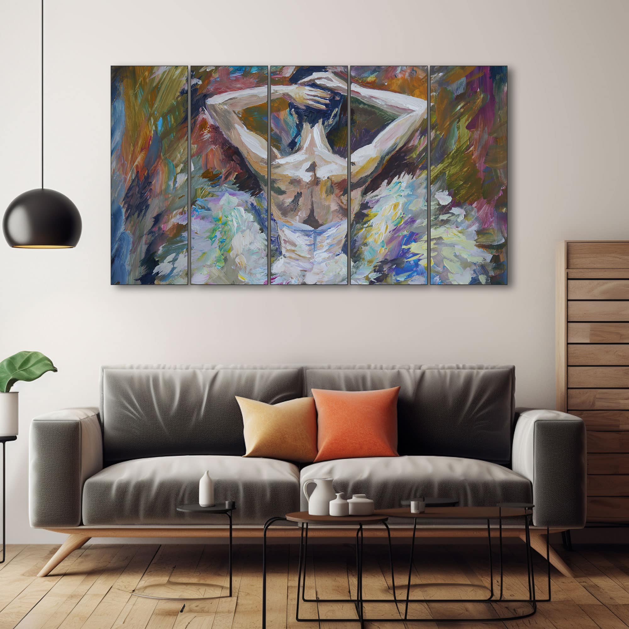 The Castle Decor Woman Abstract Wall Painting Wooden Framed Digital Painting 27x48 Inch (Style 2) - The Castle Decor