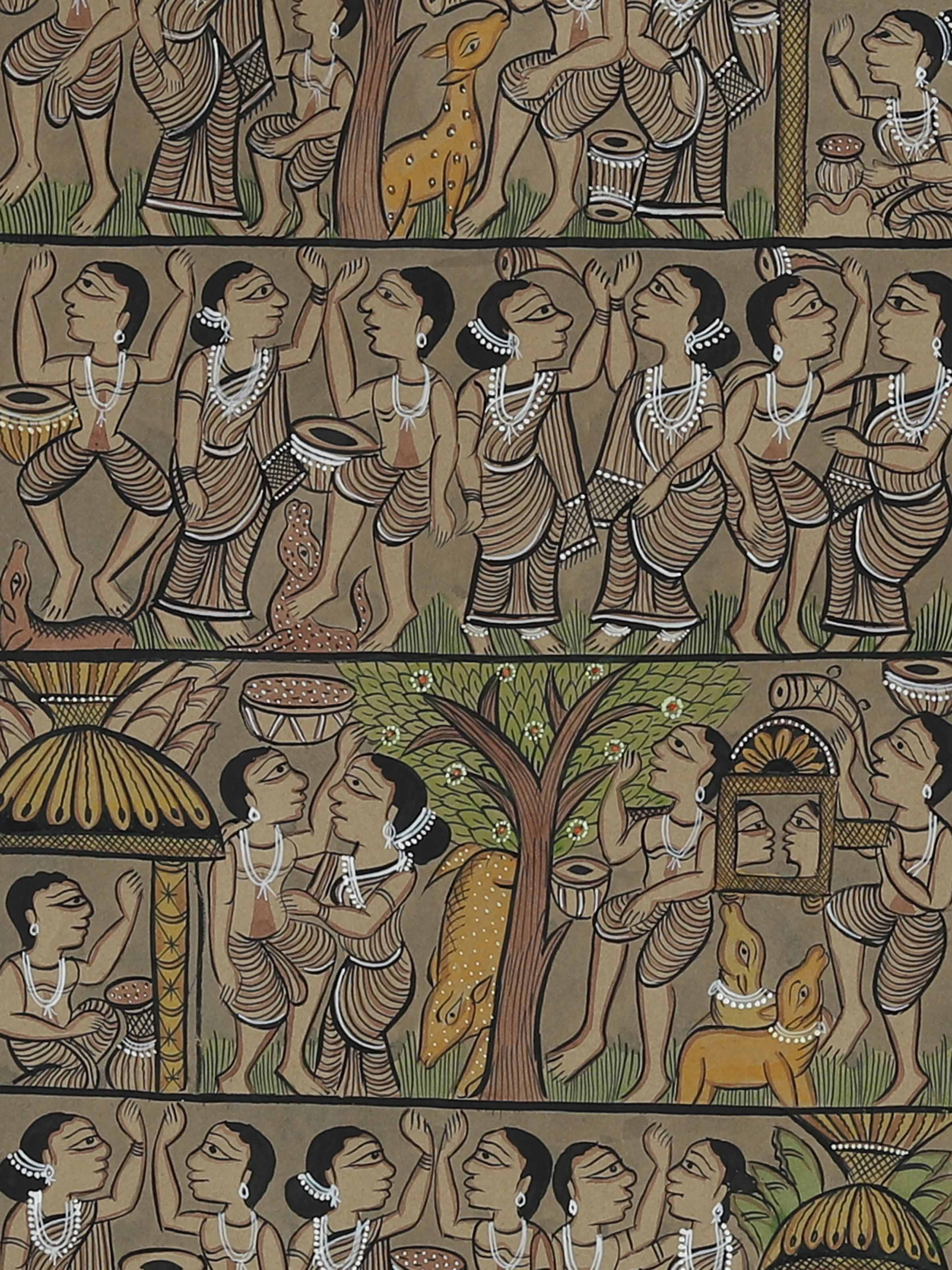 Detail shot of Bengal Tribe Kalighat Painting