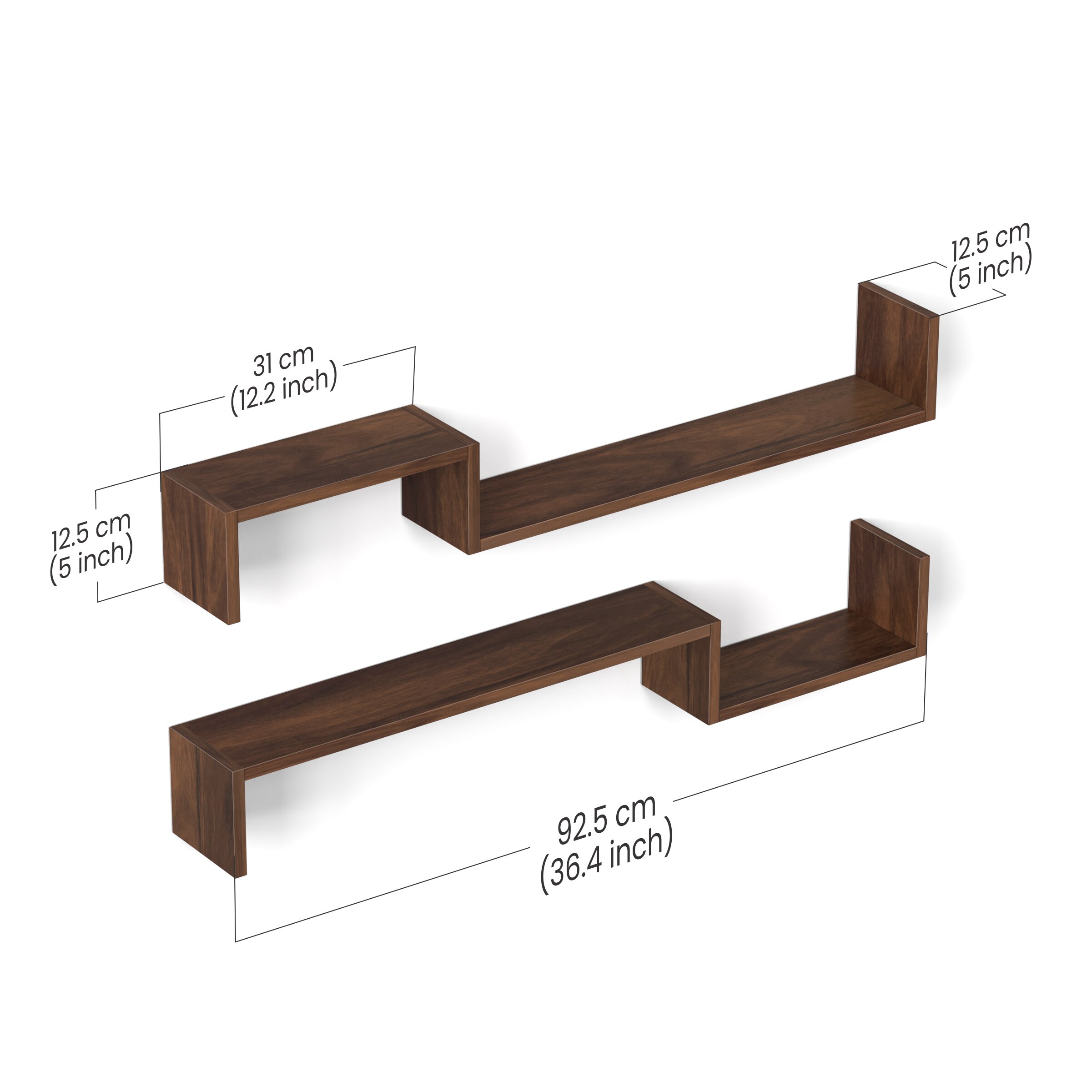 BLUEWUD Riley Engineered Wood Wall Decor Floating Shelf Display Rack Decorative Hall Decor for Living Room Home Furniture (Brown Maple)