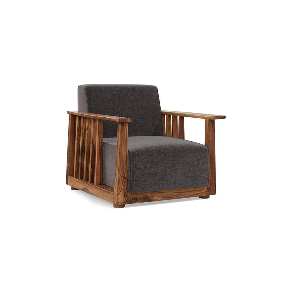 Serra Wooden Sofa - Teak Finish (Smoke Grey)