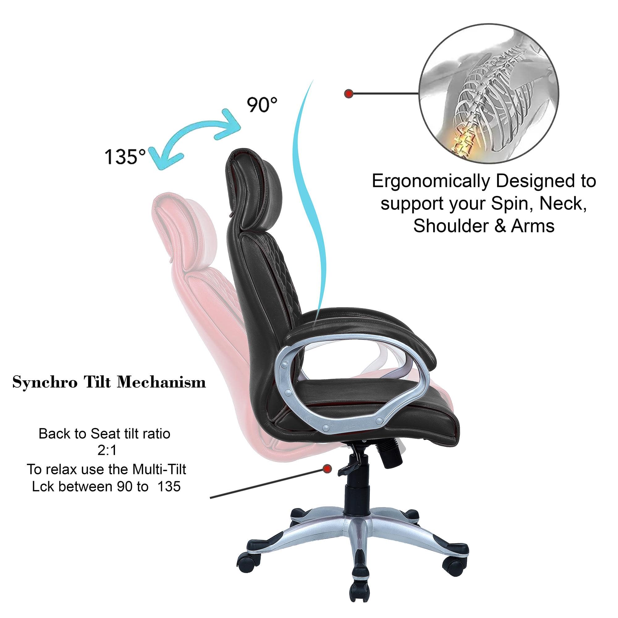 Wiwneags High Back Executive Chair in Black Colour