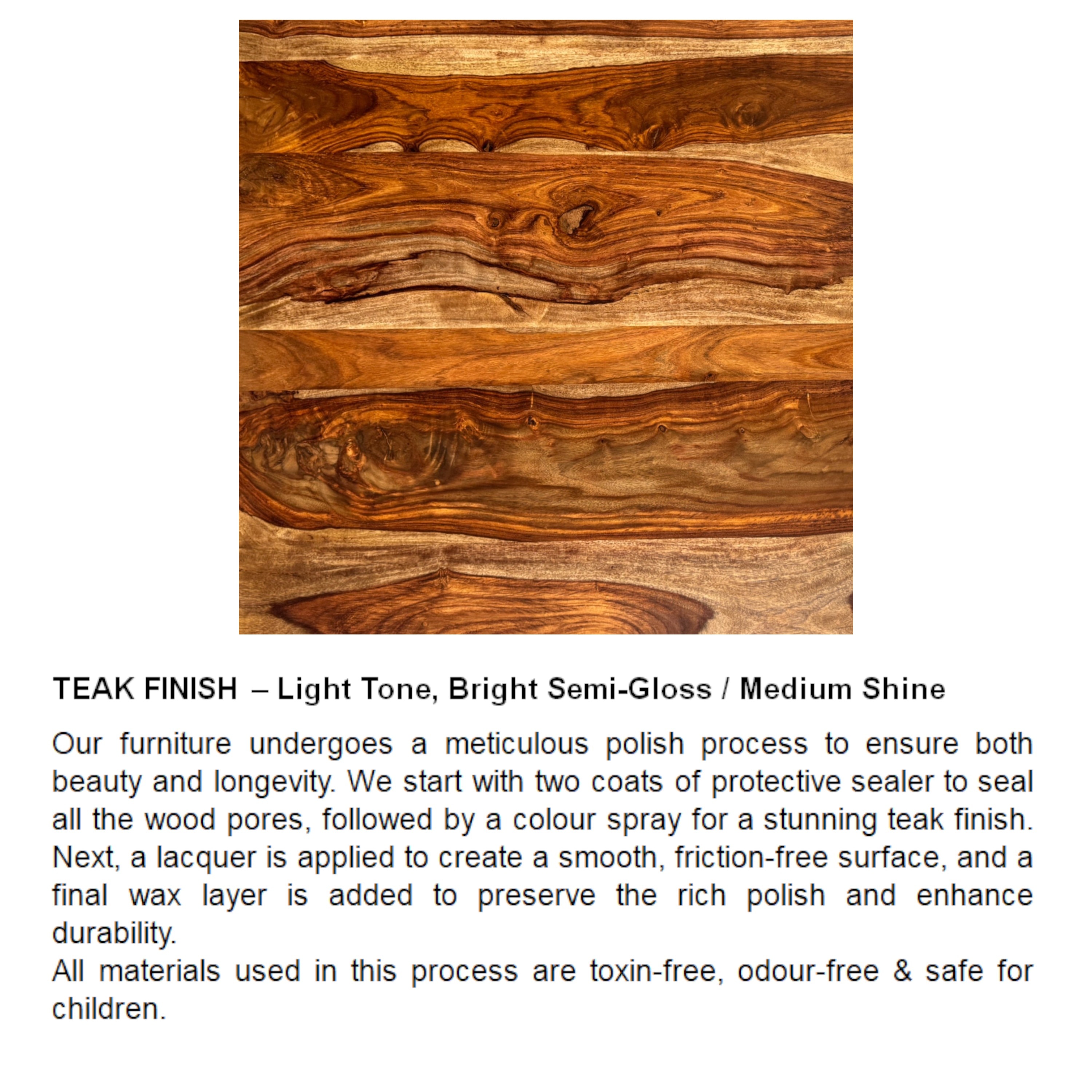 Tula Sheesham Wood Minimalist 3 Seater Bench In Teak Finish