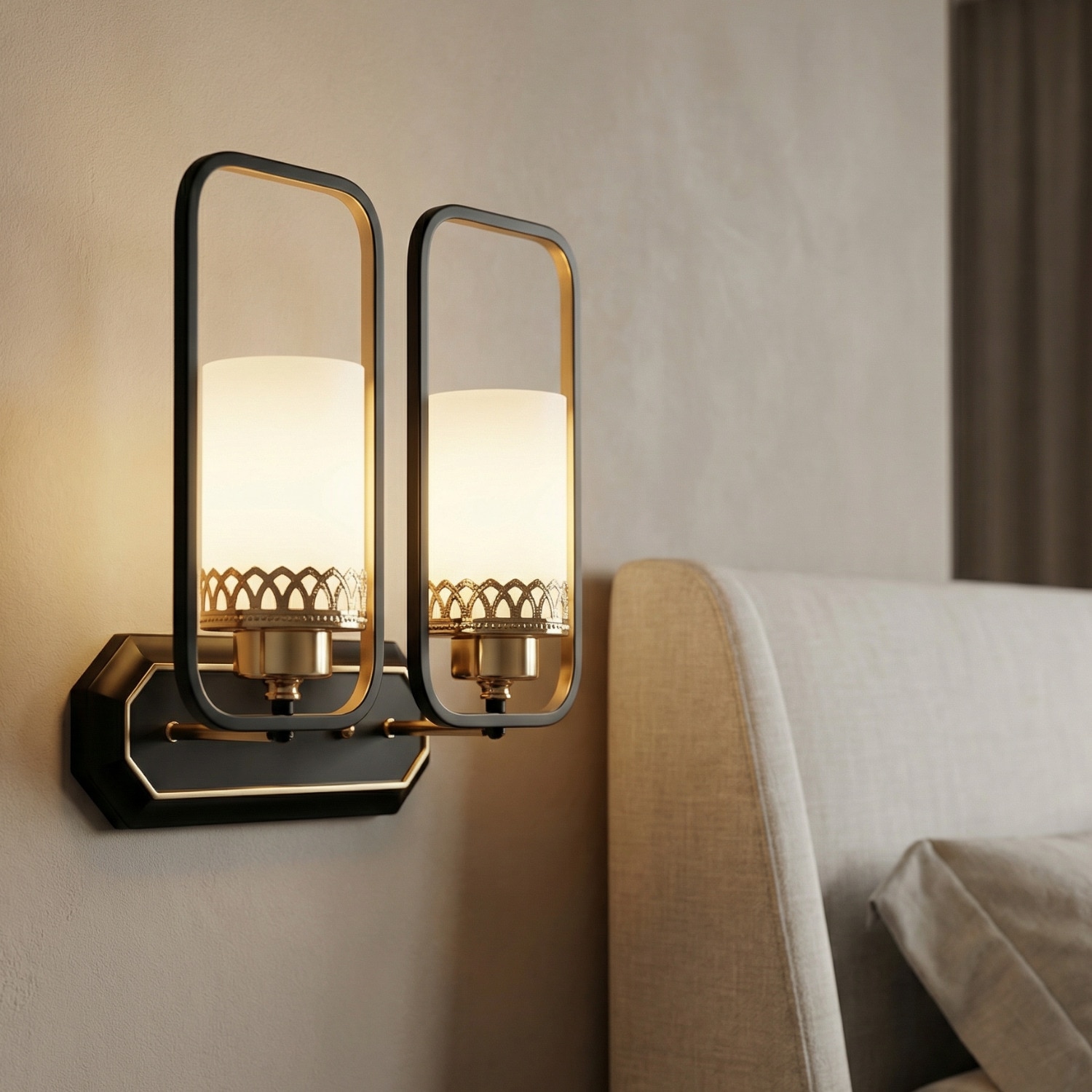 Eliante Modern Wall Lights Mild Steel, Glass & Glass Material Brown,Gold & White Finish - Eliante