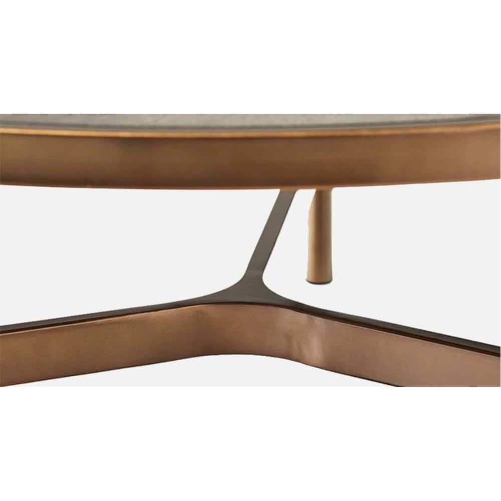 Albertoni Round Coffee Table With Ss Base In Bronze Colour