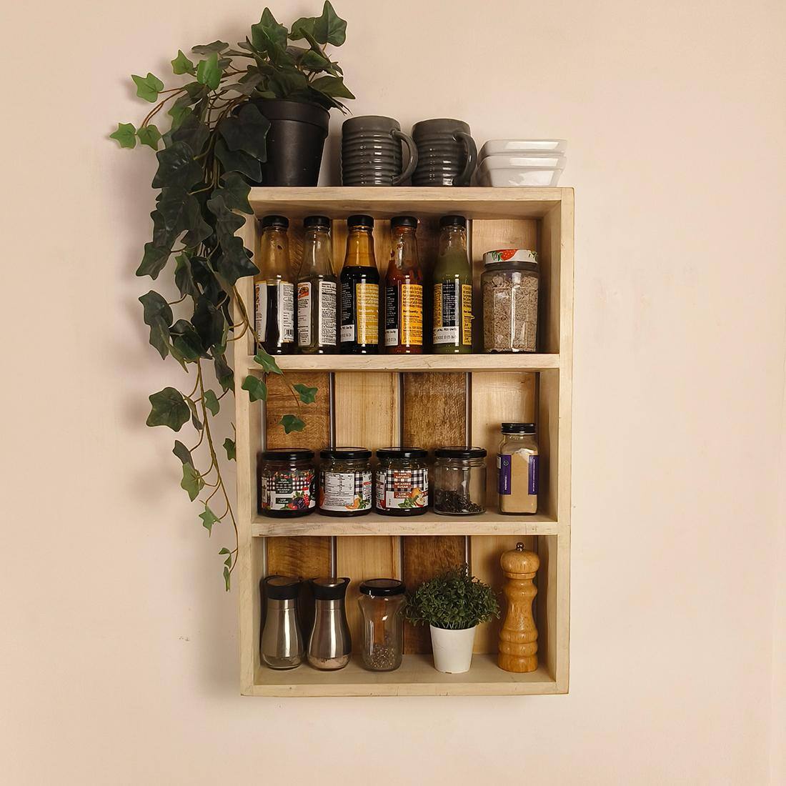 Ferguson Wooden Kitchen Storage Wall Shelf