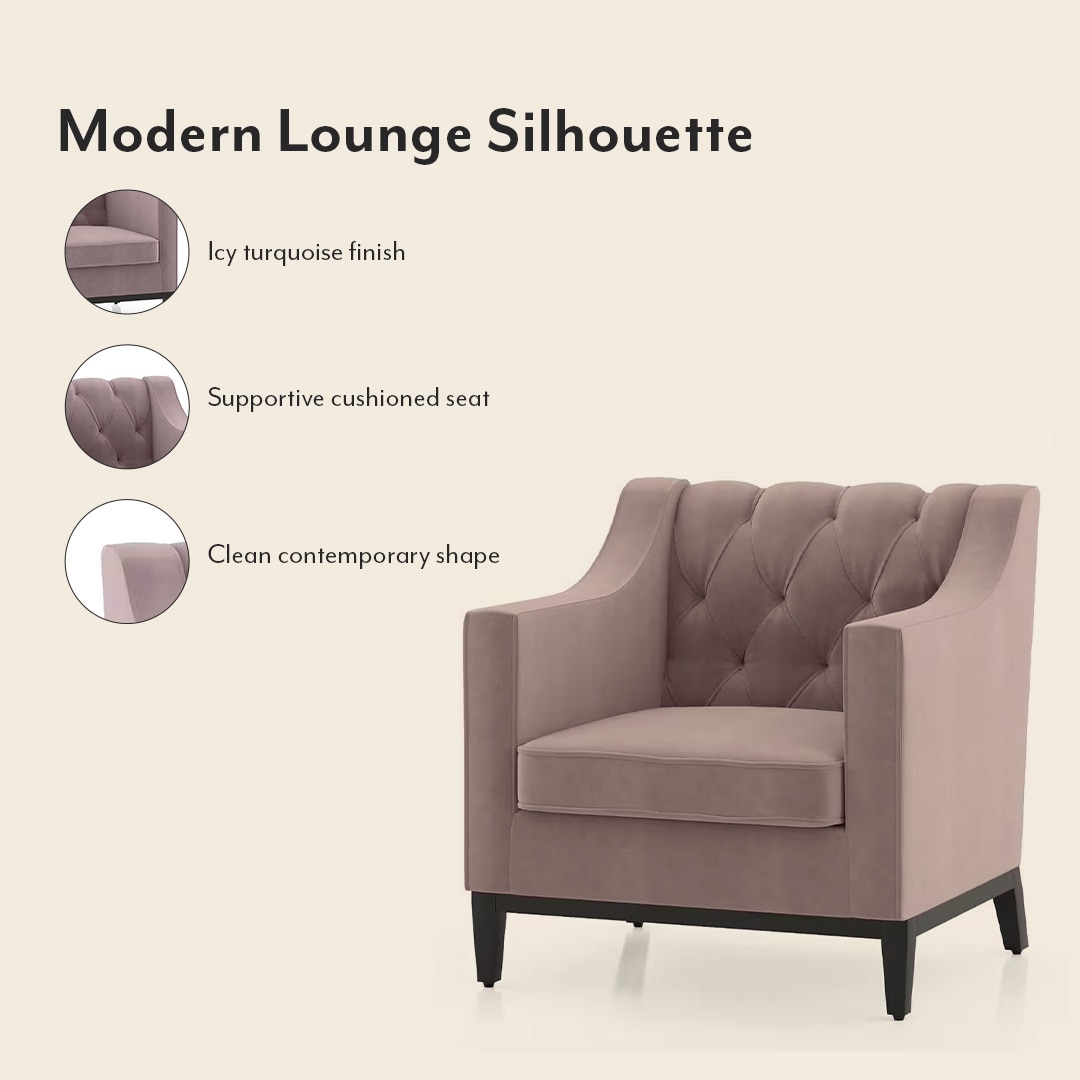 Othello Lounge Chair in Lilac Pink Velvet Colour