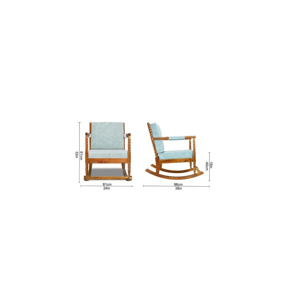 Lojios Solid Wood Lounge Chair In Blue Colour