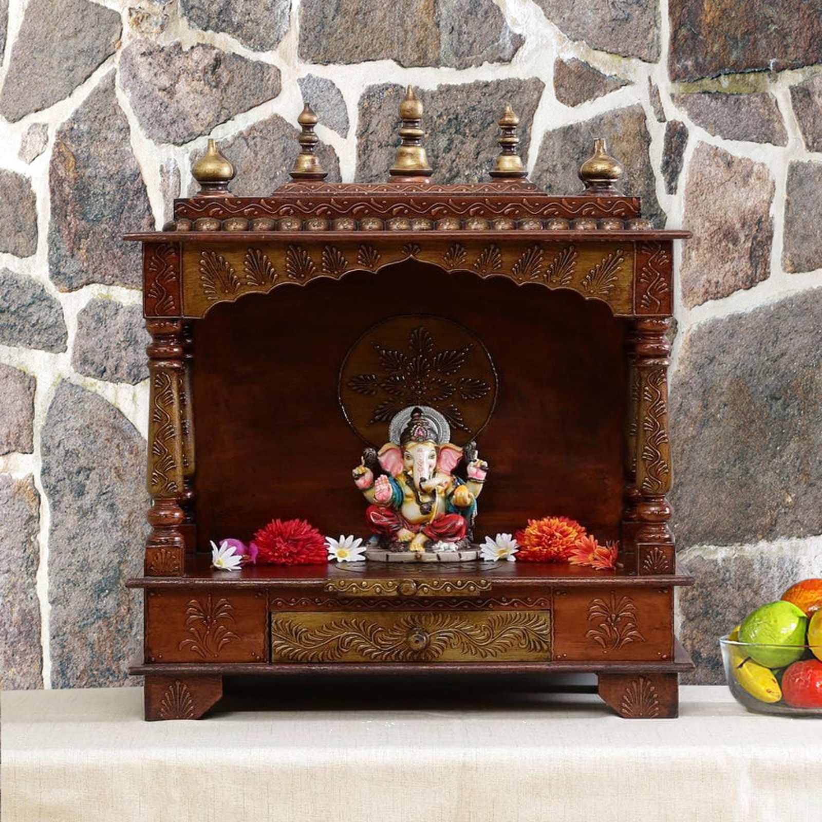 D'Dass Sheesham and Mdf Wooden Home Temple For Pooja Mandir For Home - D'DASS