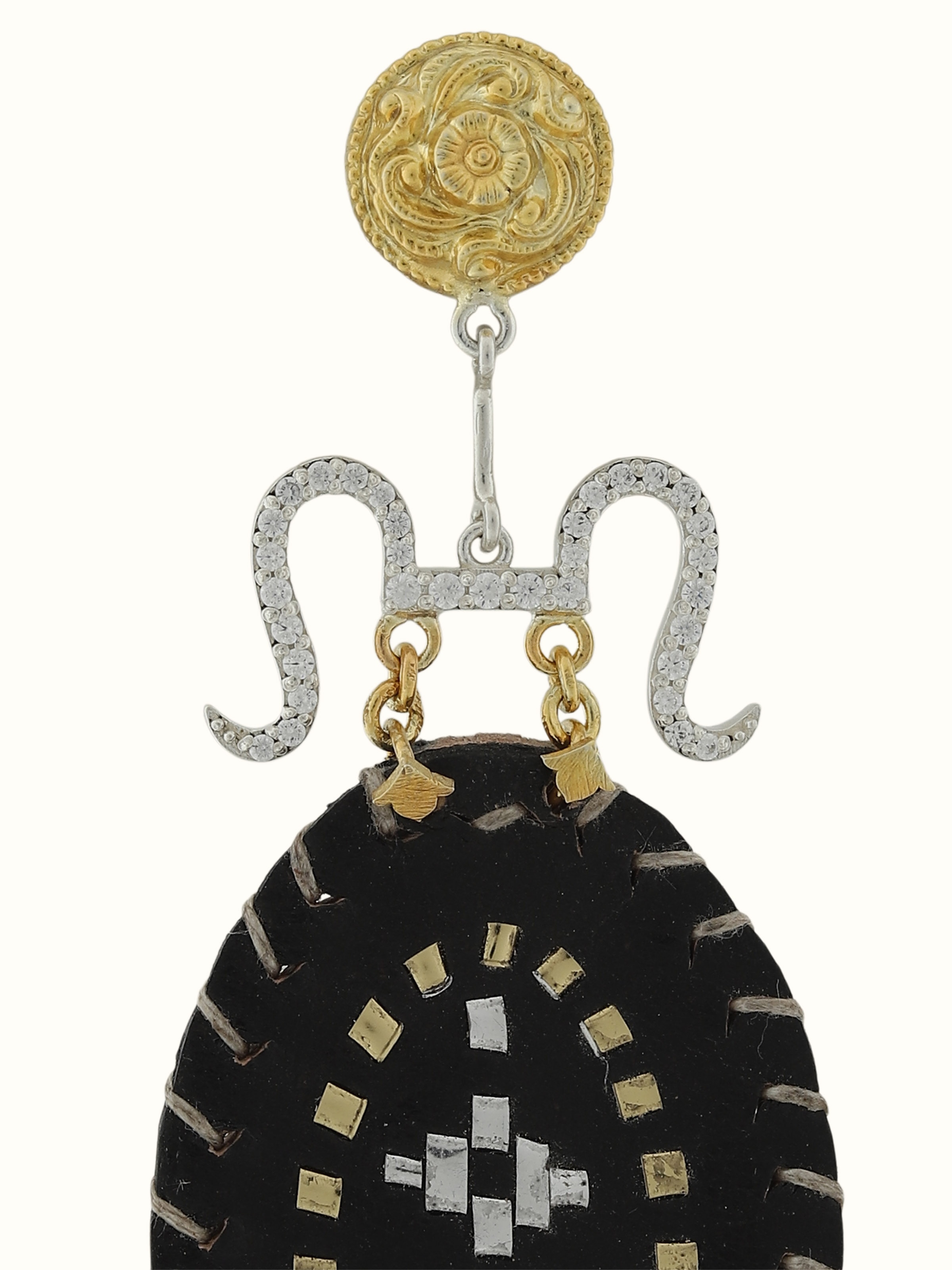 Kutch Leather Silver Drop Earrings