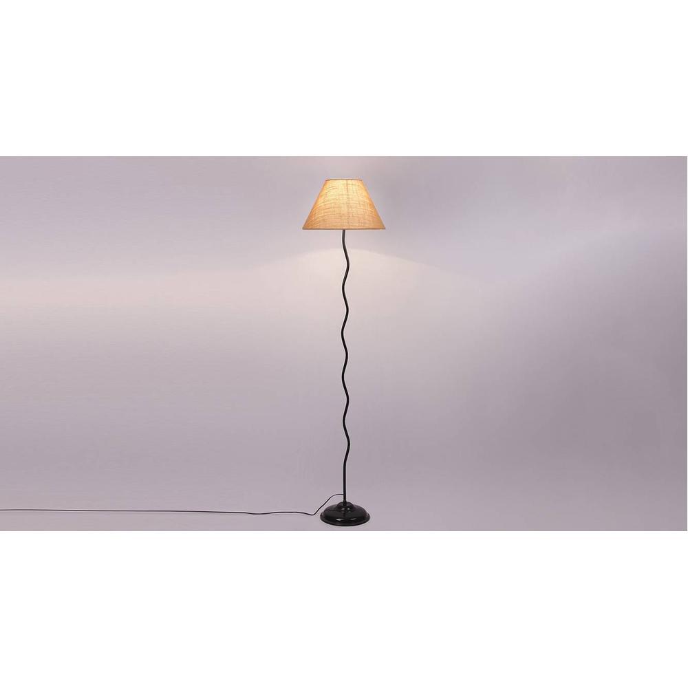 Jolie Zig Zag Iron Floor lamp with Jute Conical Beige shade (Z37)
