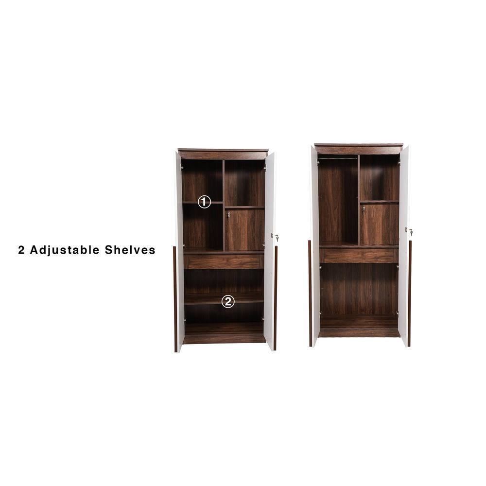 Meridian engineered wood two door wardrobe with Columbian walnut finish