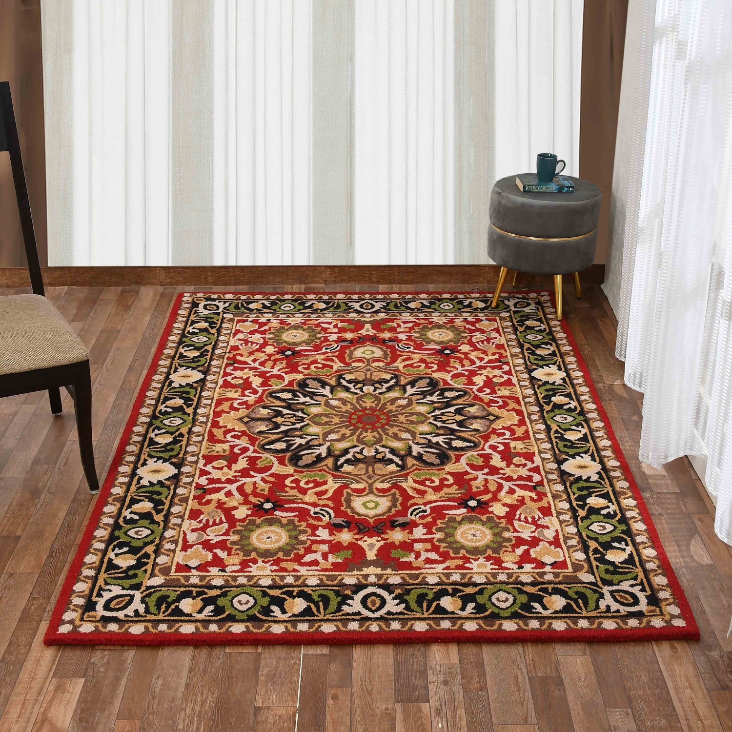 Presto Red Traditional Hand Tufted Wool Carpet 5X7 Feet - Presto