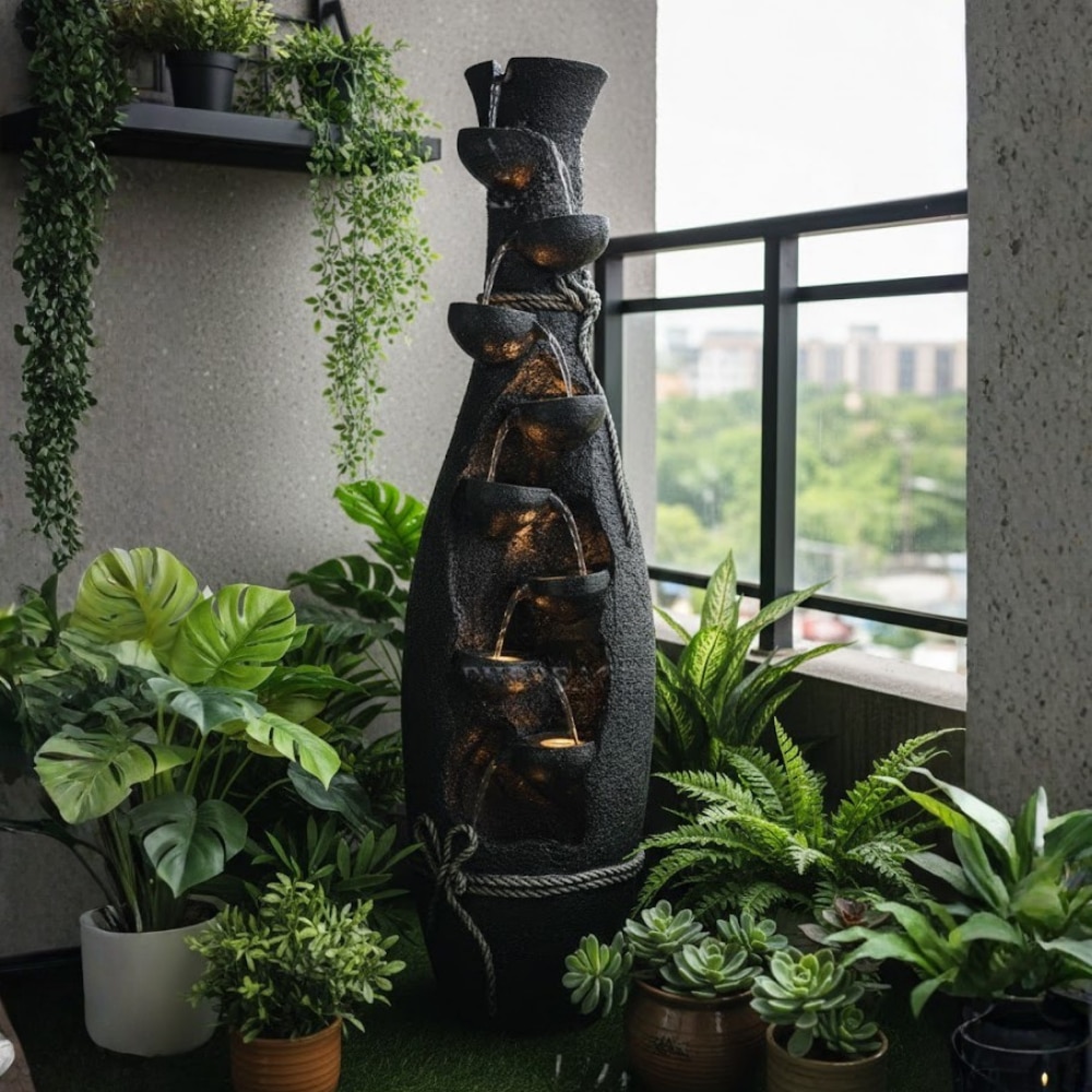 Black Fiber Glass Magnum Lamp Water Fountain