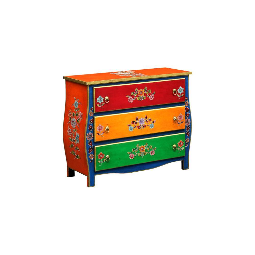 LysanderSolid Wood Hand Painted Chest Of Drawer in MultiColour