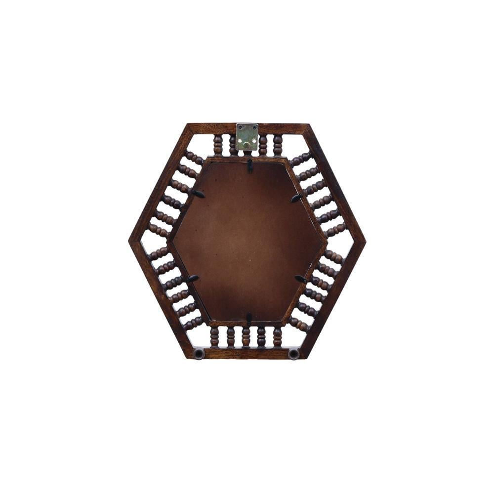 poe solid wood mirror in brown colour