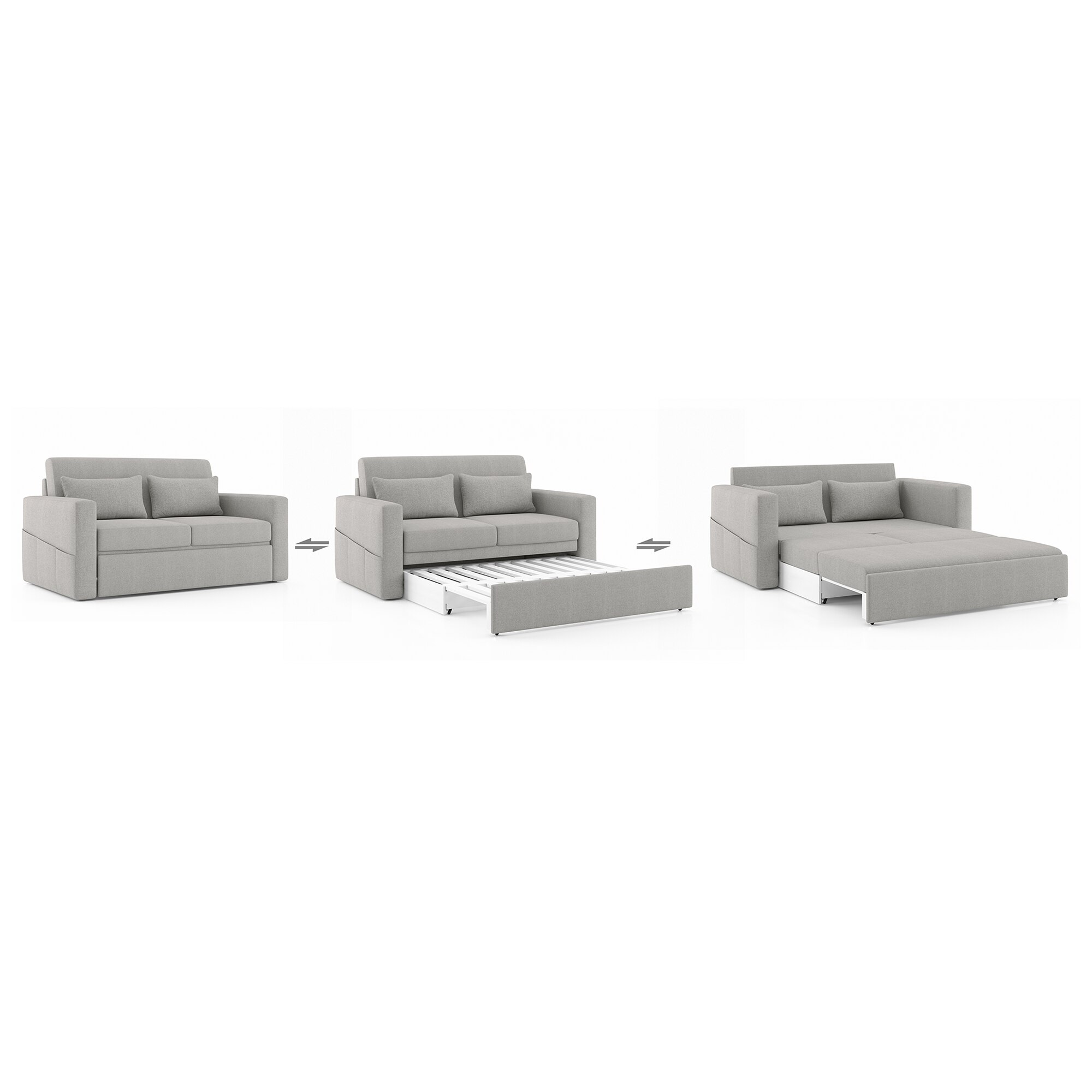 Camden Compact 3 Seater Pull Out Sofa cum Bed In Vapour Grey Colour