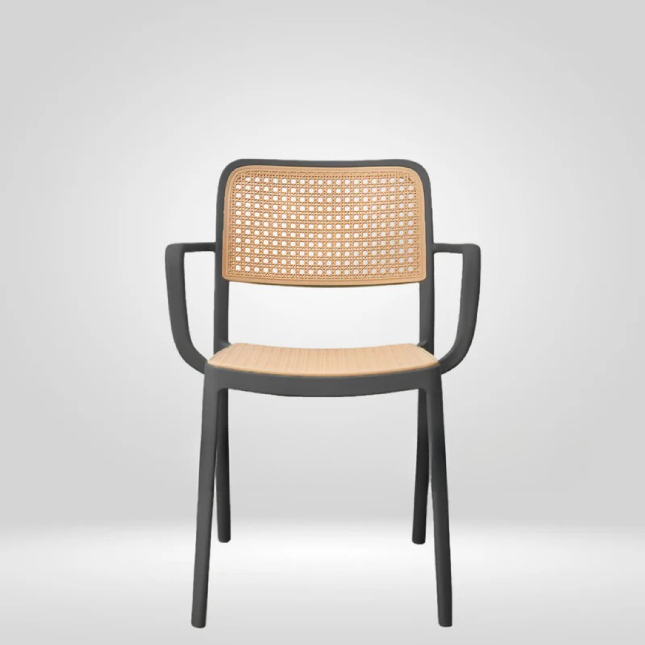 Kepler Brooks Zen Cafeteria Dining Chair With Arms in Black Colour - Kepler Brooks