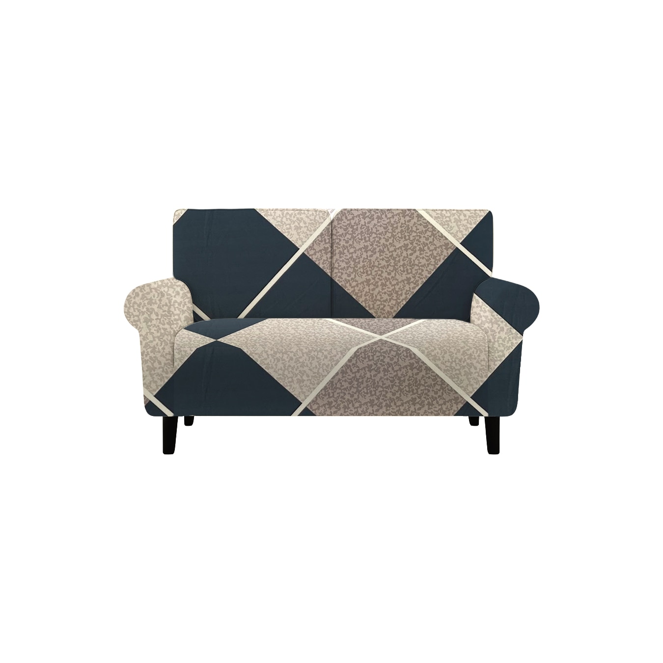 2 Seater Navy Cubes Sofa Cover