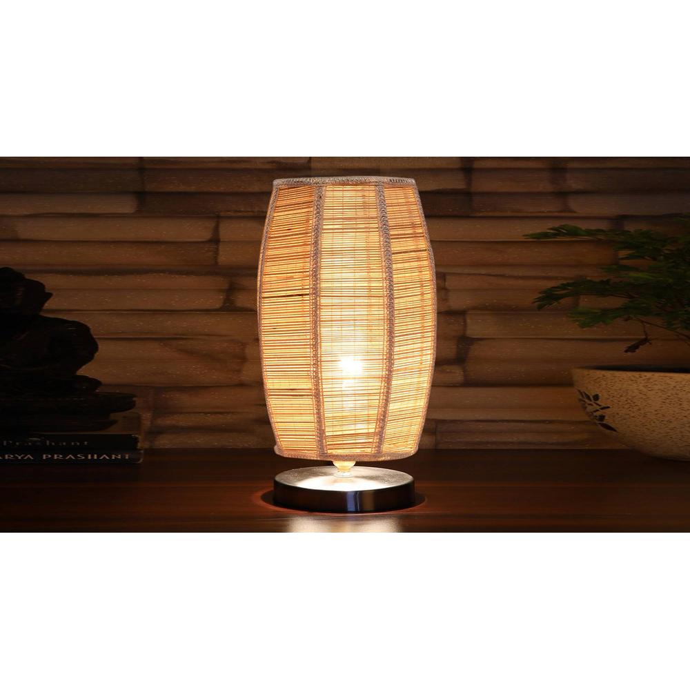 Dholak Bamboo table lamp with Steel Base =-39