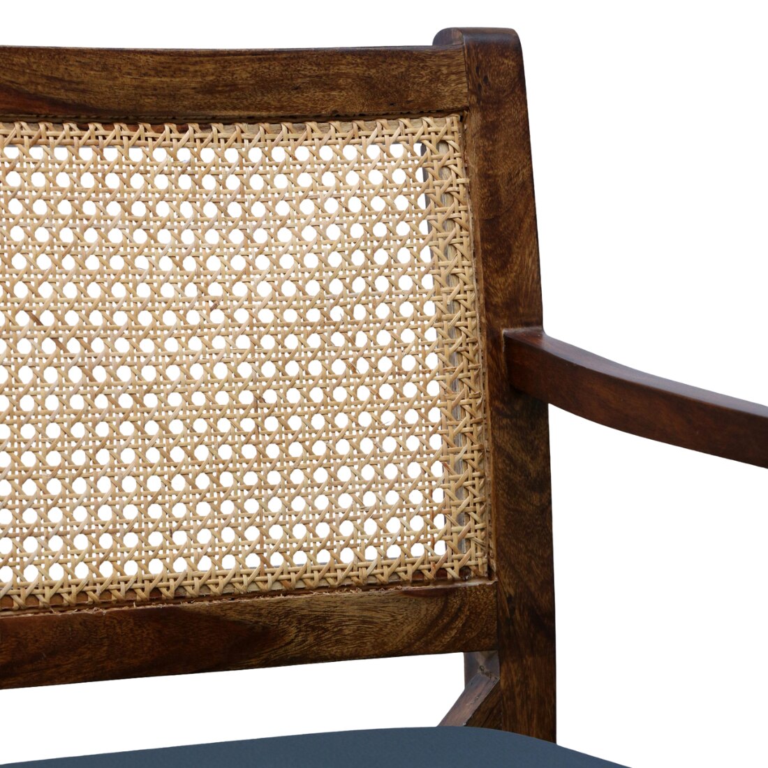 Provincial Cane & Suede Blue Accent Chair