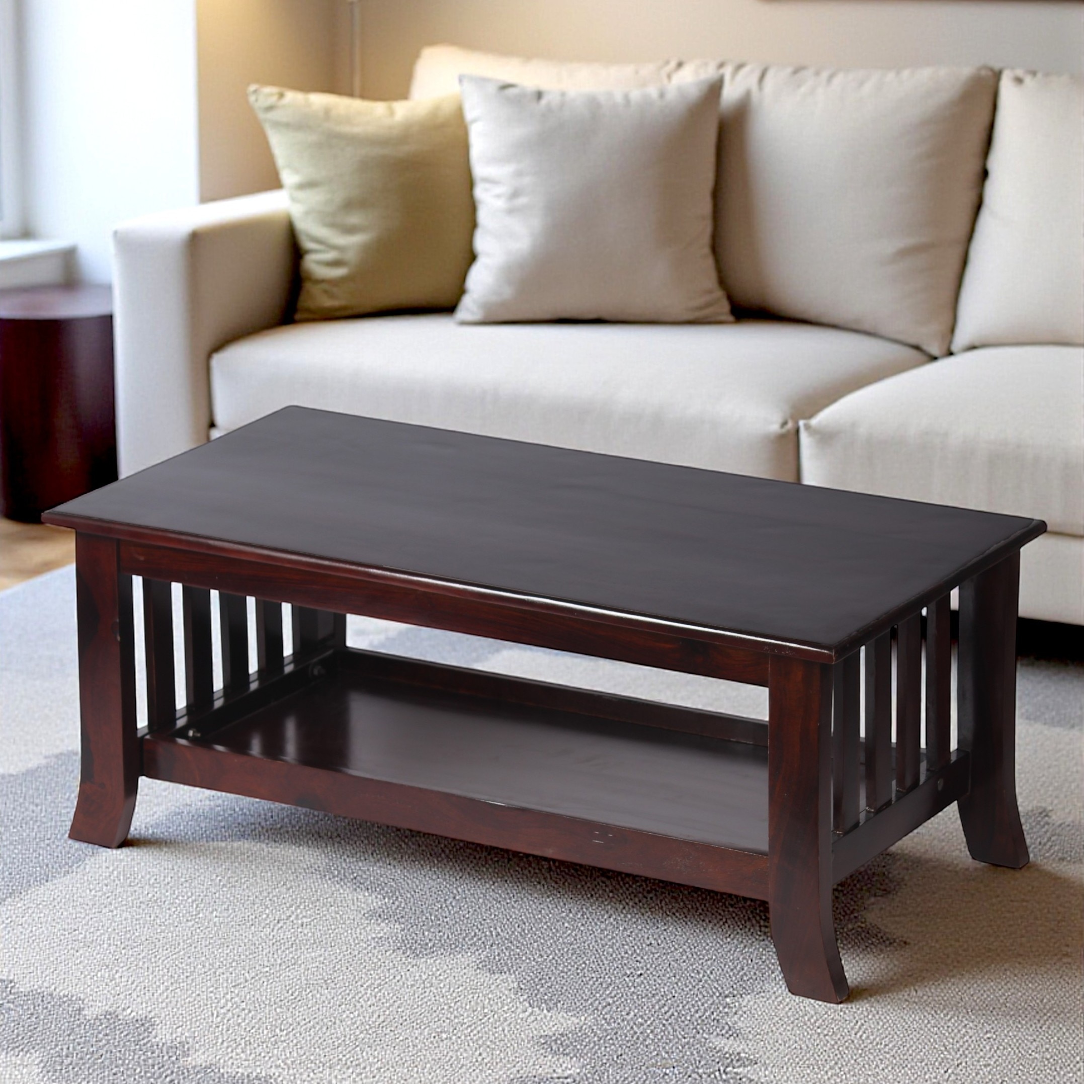 Blairs Sheesham Wood Coffee Table In Dark Walnut Finish