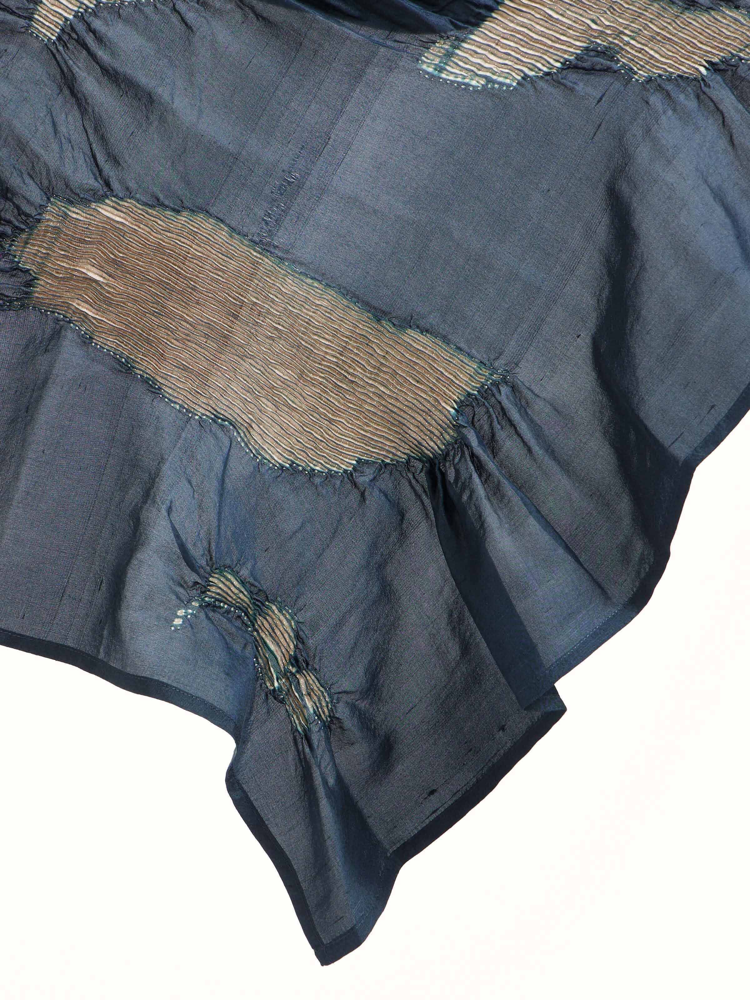 Whiskey Blue Tie & Dye Shibori Stole