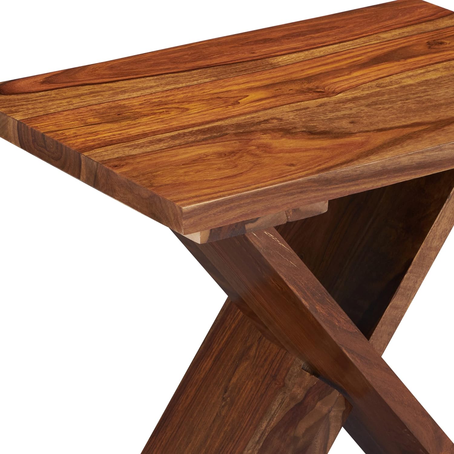 Darcy Sheesham Wood Contemporary Rectangle Set Of 2 Tea Table  Side Tables In Natural Teak Finish