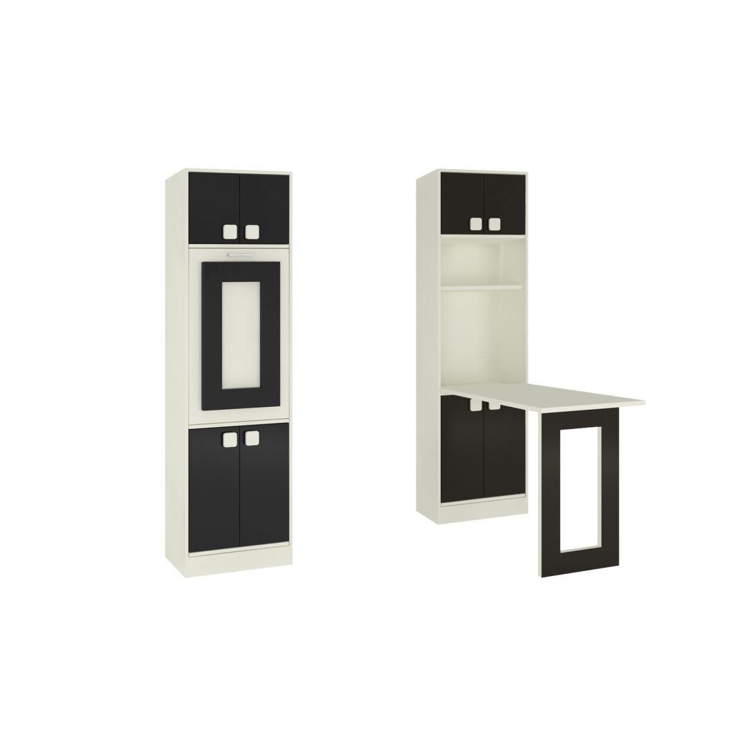 Royale Study Set with Folding Desk cum Bookshelf and Teak Wood Chair in Carbon Black Colour