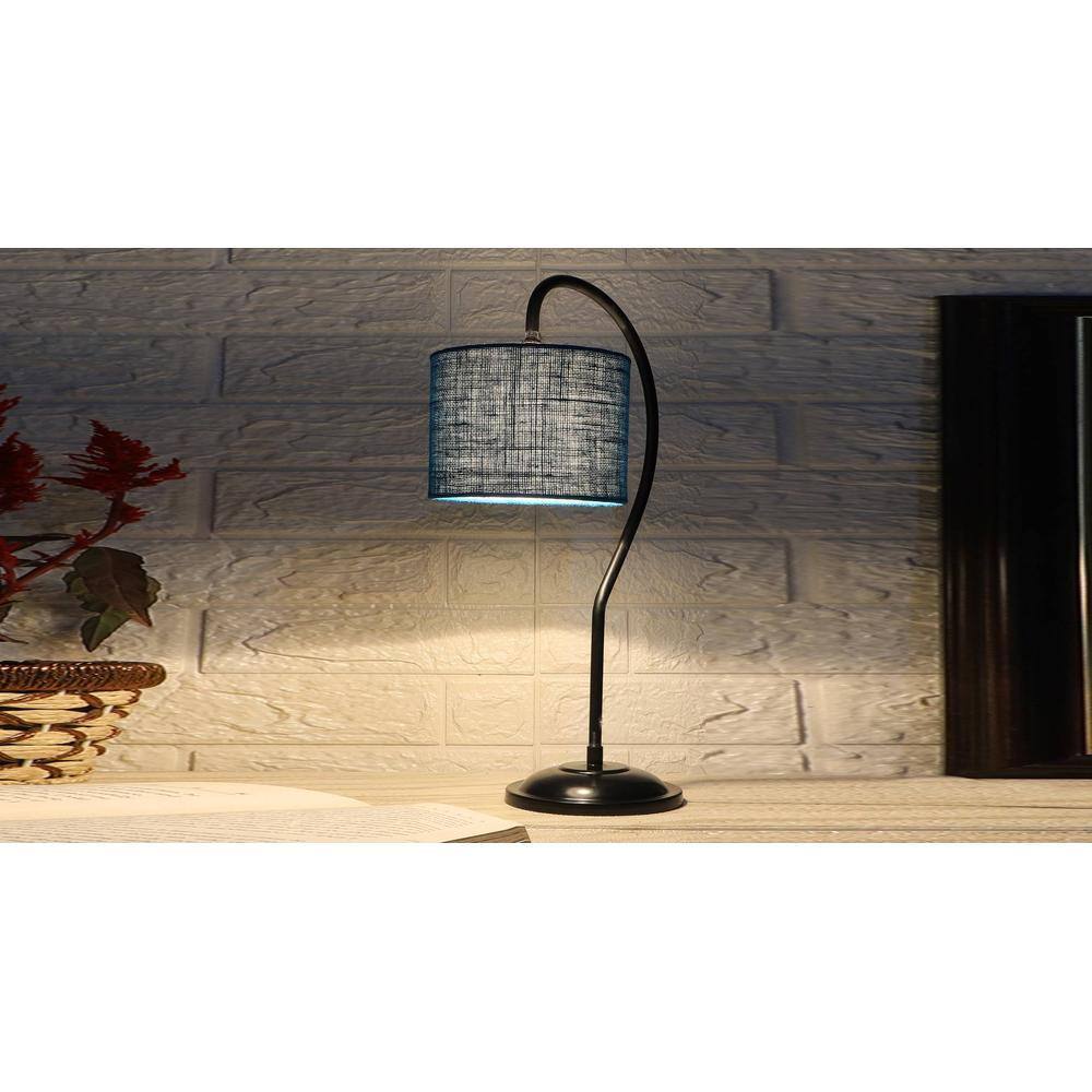 Turquoise Blue Jute Curvy Table Lamp with Iron base(SP44)