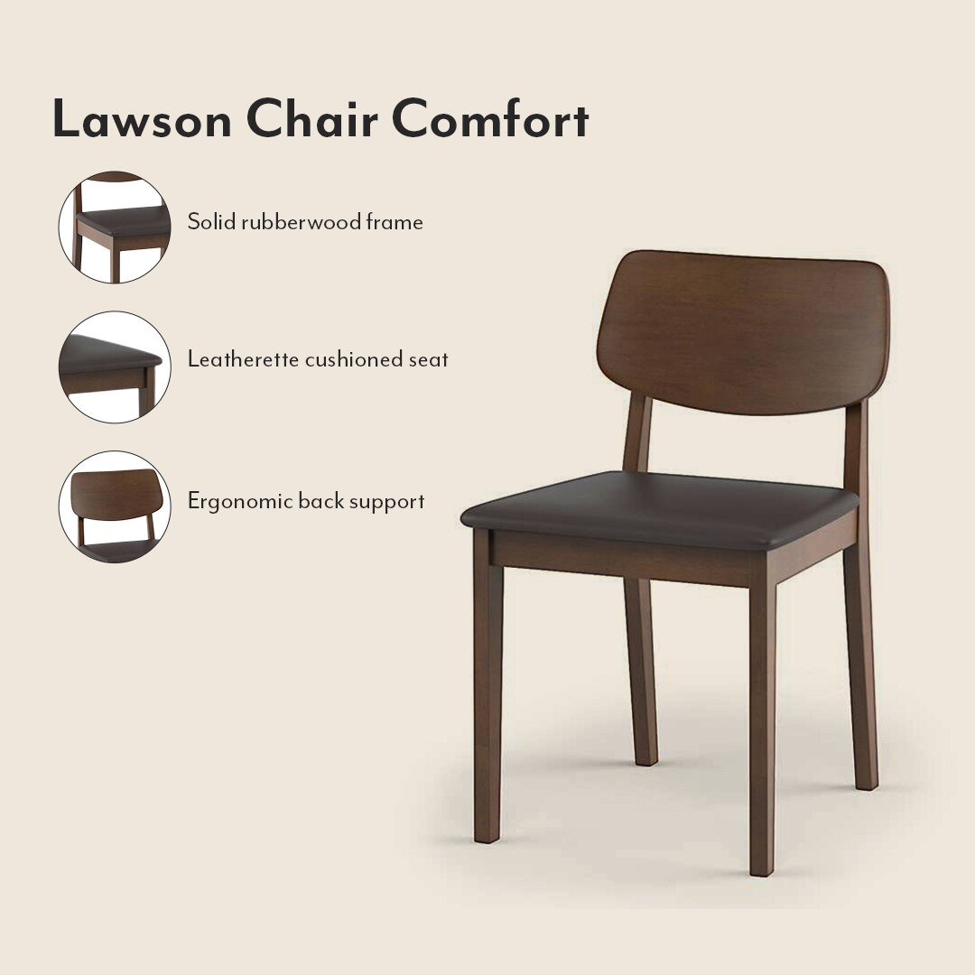 Lawson 6 Seater Dining Table Set (Colour- Dark Brown, Finish- Walnut)